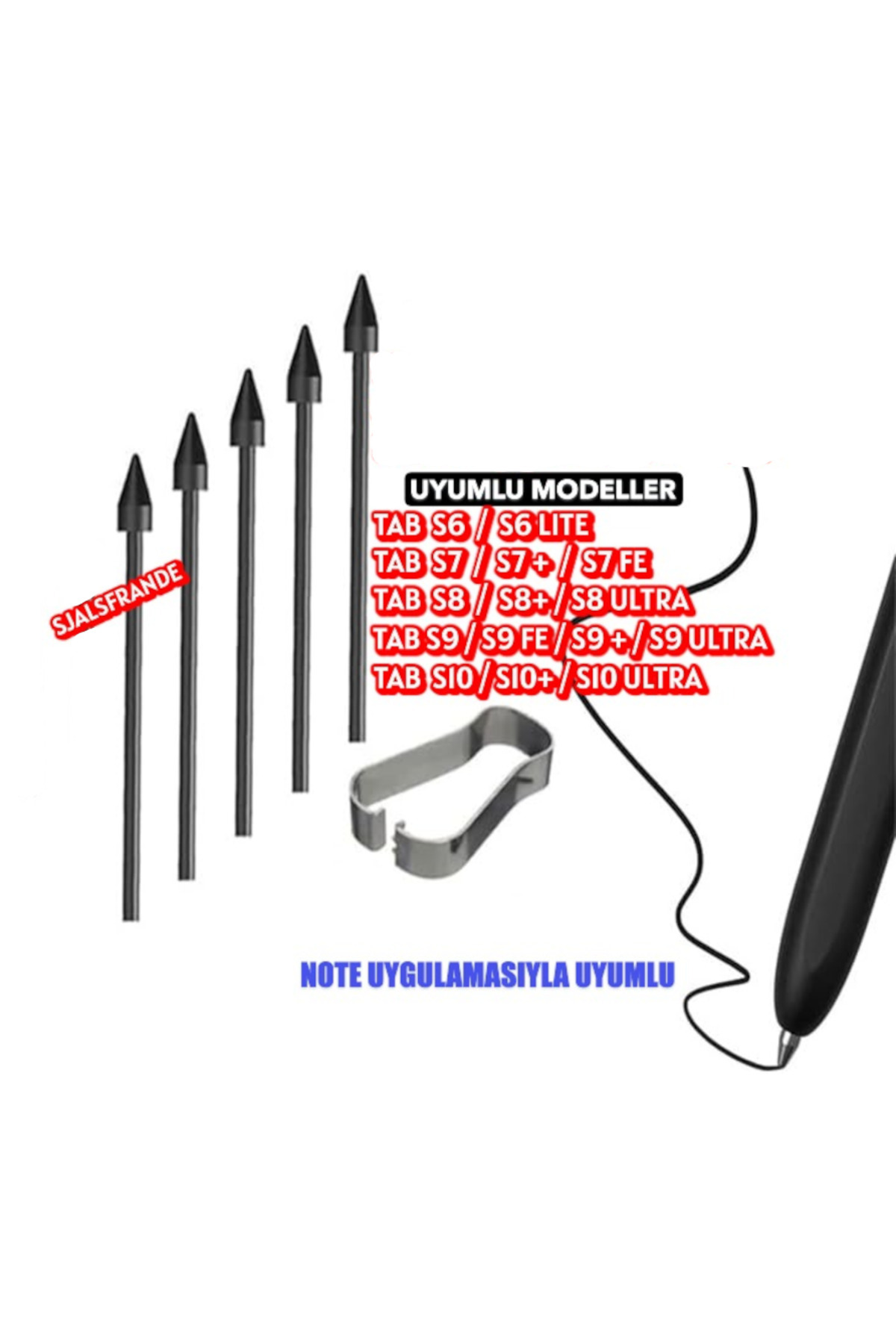 Sjâlsfrânde Samsung Ile Uyumlu S Pen Uçları - Galaxy Tab S Serisi (lite,fe,ultra ) S6, S7, S8, S9, S10 (5 ADET)