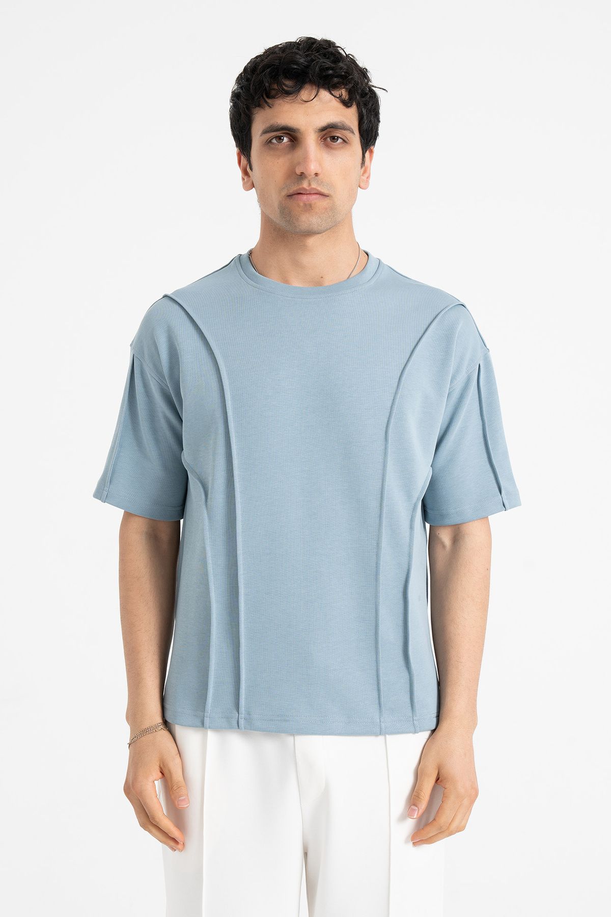 ATE WEAR Nervür Dikiş Detay %100 Pamuk Oversize Tişört
