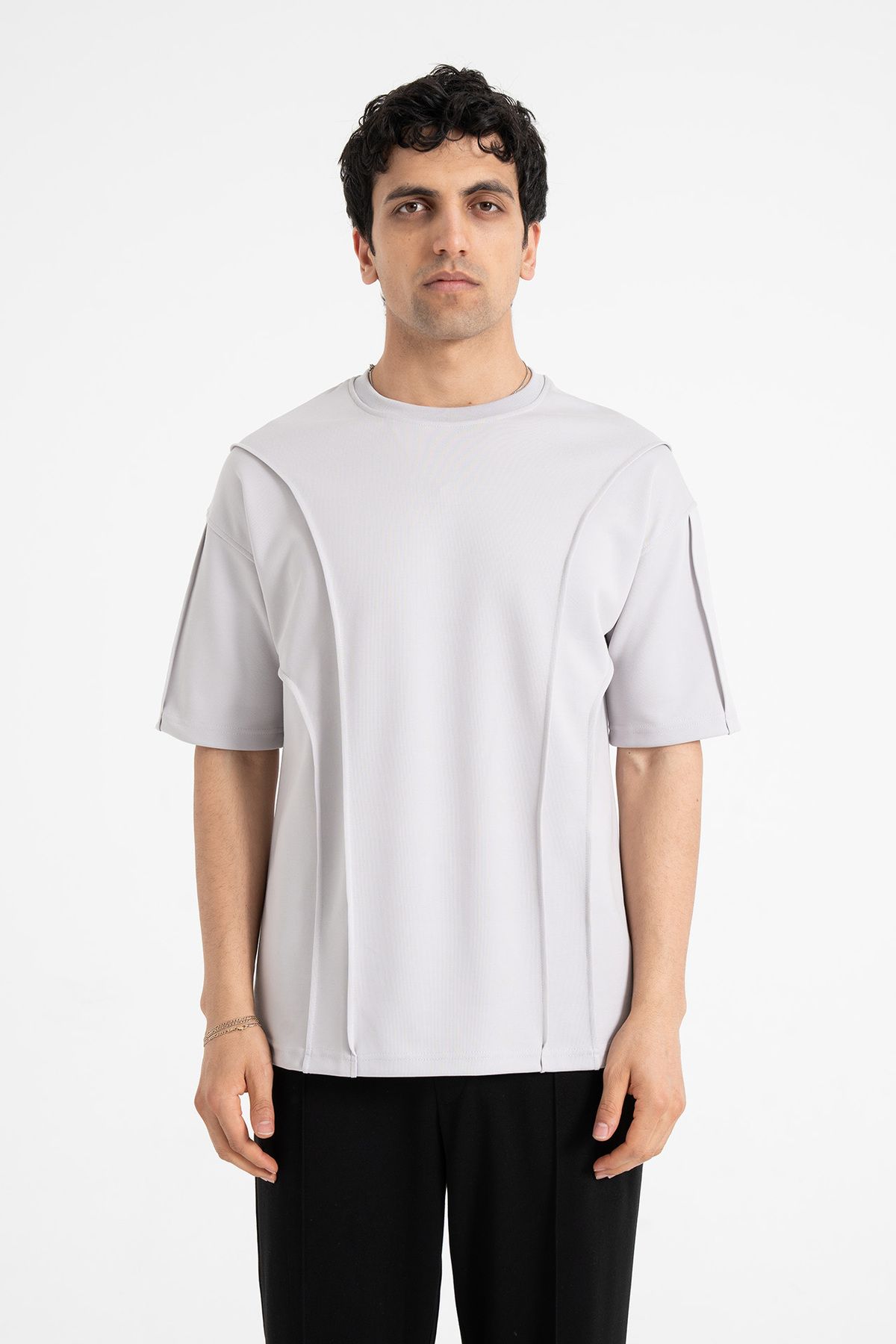 ATE WEAR Nervür Dikiş Detay %100 Pamuk Oversize Tişört