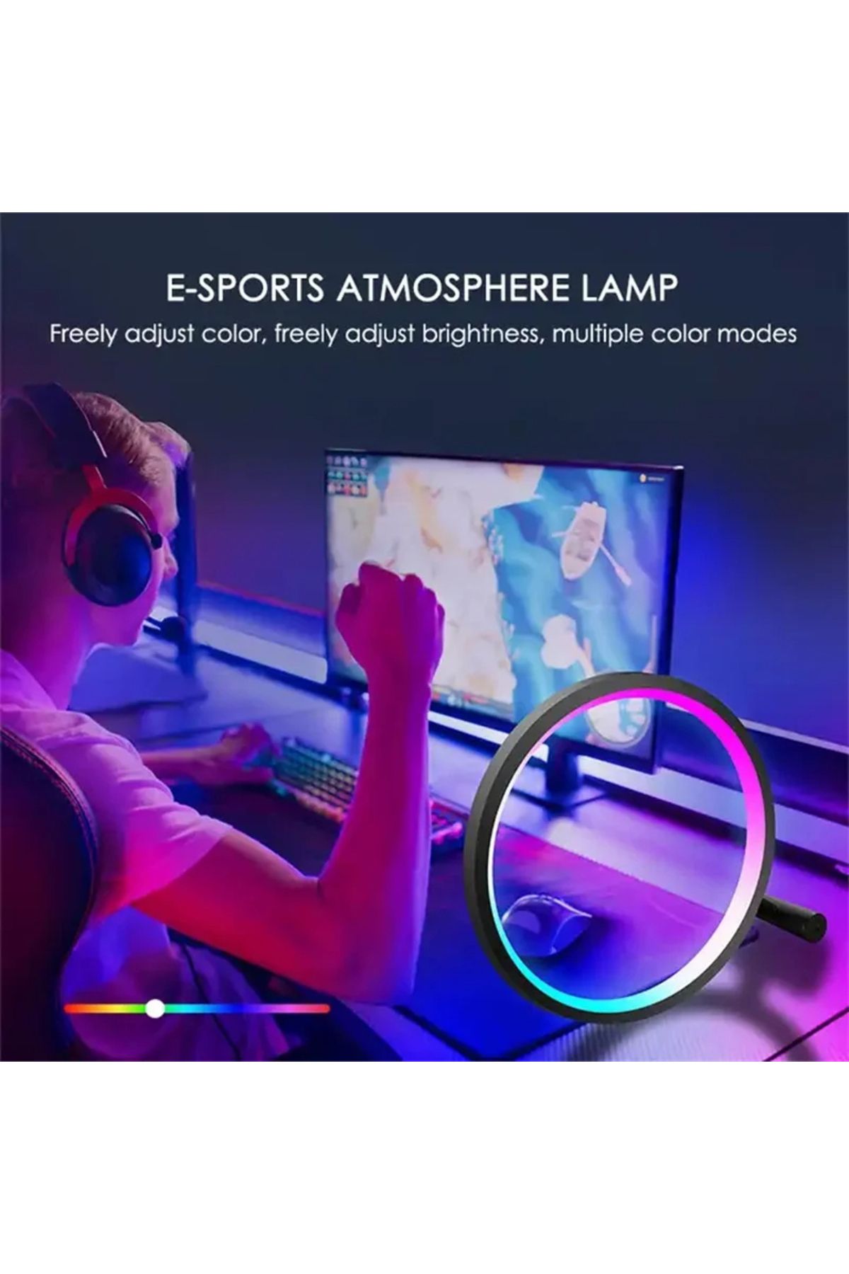 TeknoFaji 10 İnç Akıllı RGB Müzik Ritim Gece Lambası 25cm Alüminyum Halka Led Işığı Dekor Masa Lamba