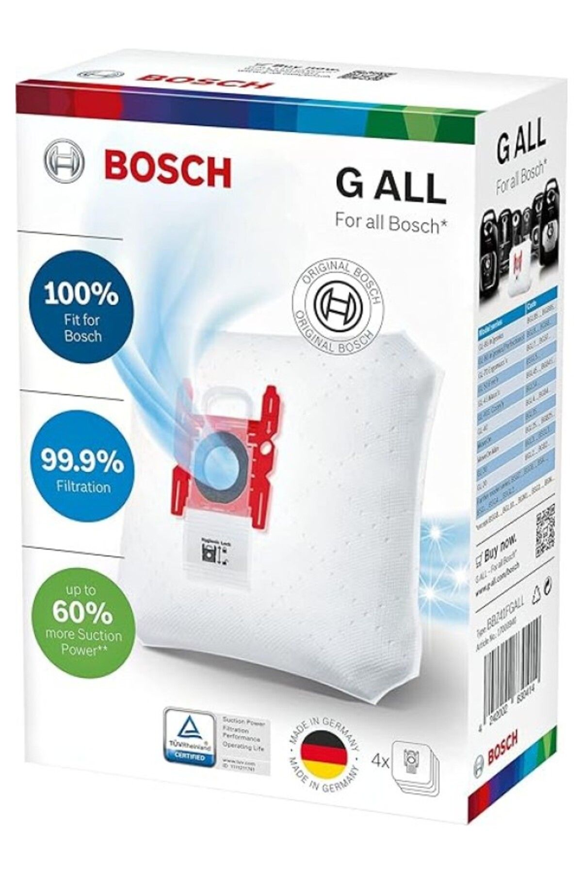 ShopZum Bosch Hausgeräte Bosch Powerprotect Tip G All Bbz41fgall, 4 X Elektrikli Süpürge Torbası,%99,9 Ince