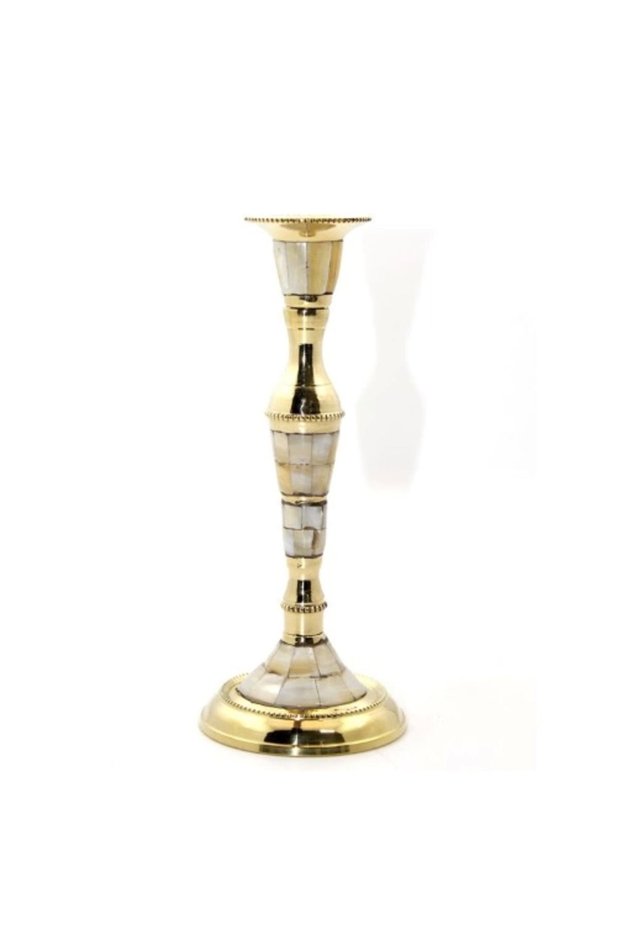 SerenityHaven Tekli Pirinç Sedefli Şamdan Model 1