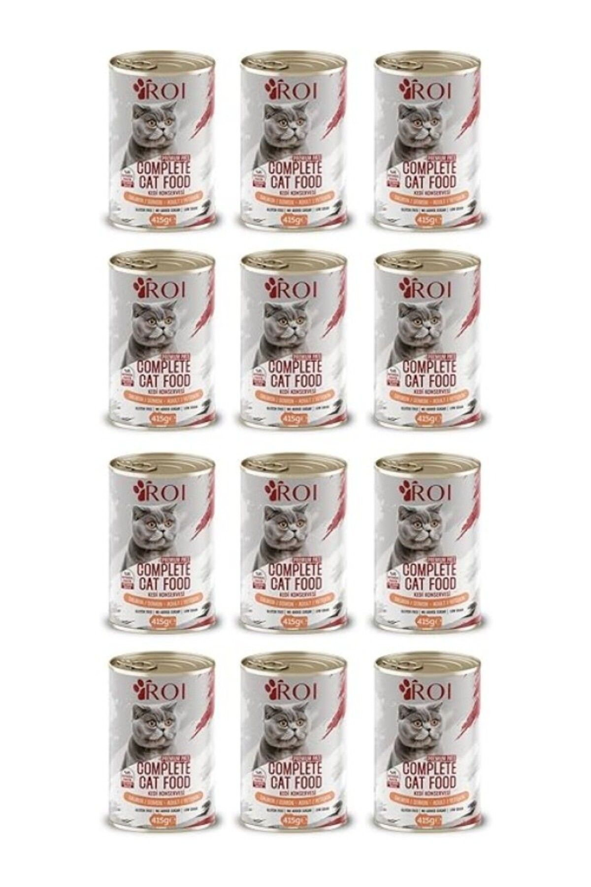 ShopZum Roi Yüksek Proteinli Somonlu Yetişkin Kedi Konservesi 415 Gr.X 12 Adet,%95 Hayvansal Protein