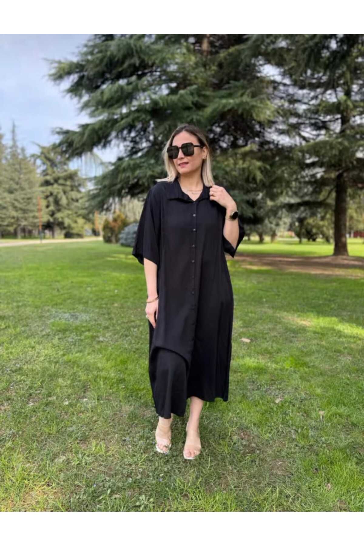KTY TR KADIN ELBİSE önden cepli gömlek yaka detaylı 53214789