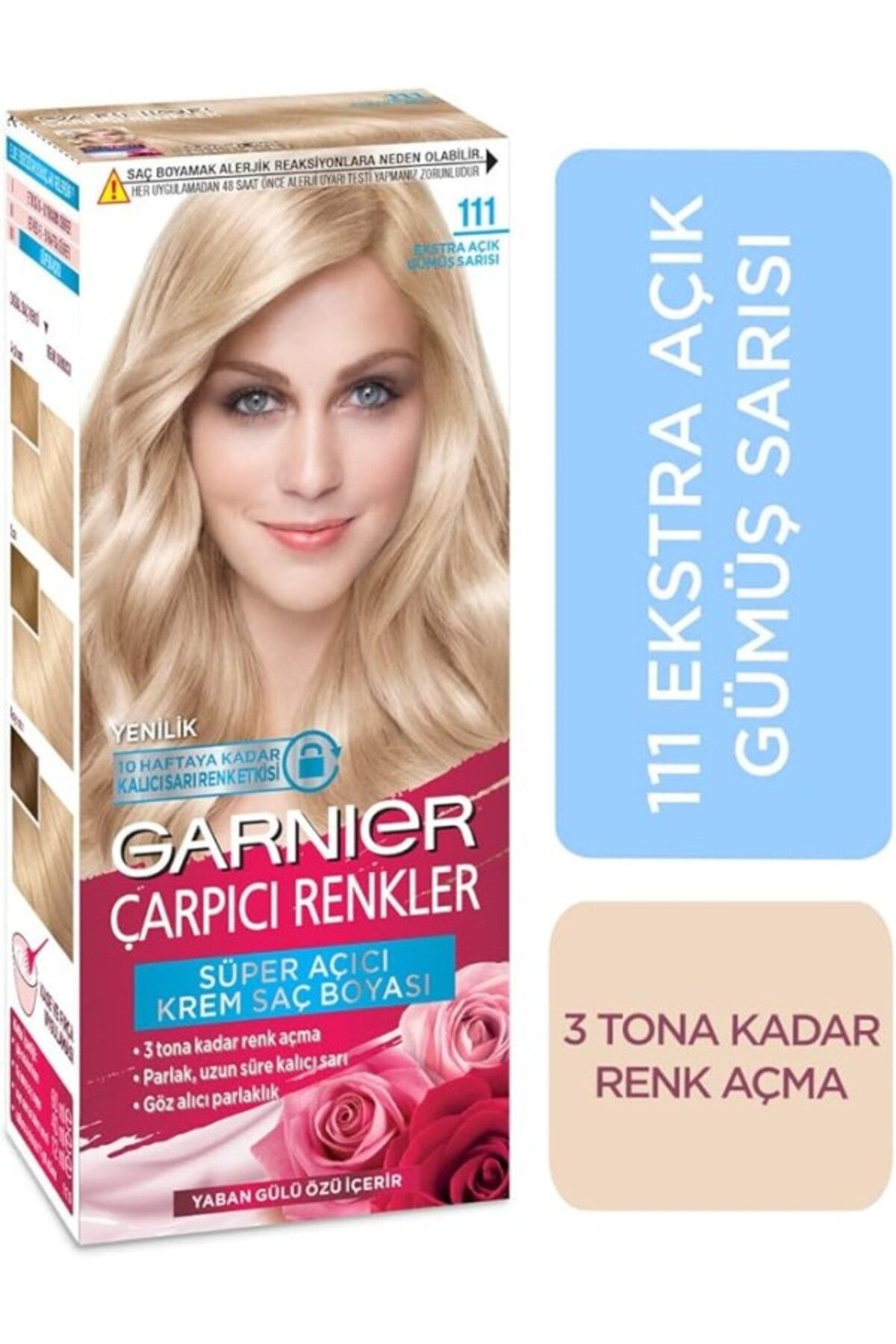 ShopZum Garnier Çarpıcı Renkler Saç Boyası 111 Ekstra Açık Gümüş Sarısı