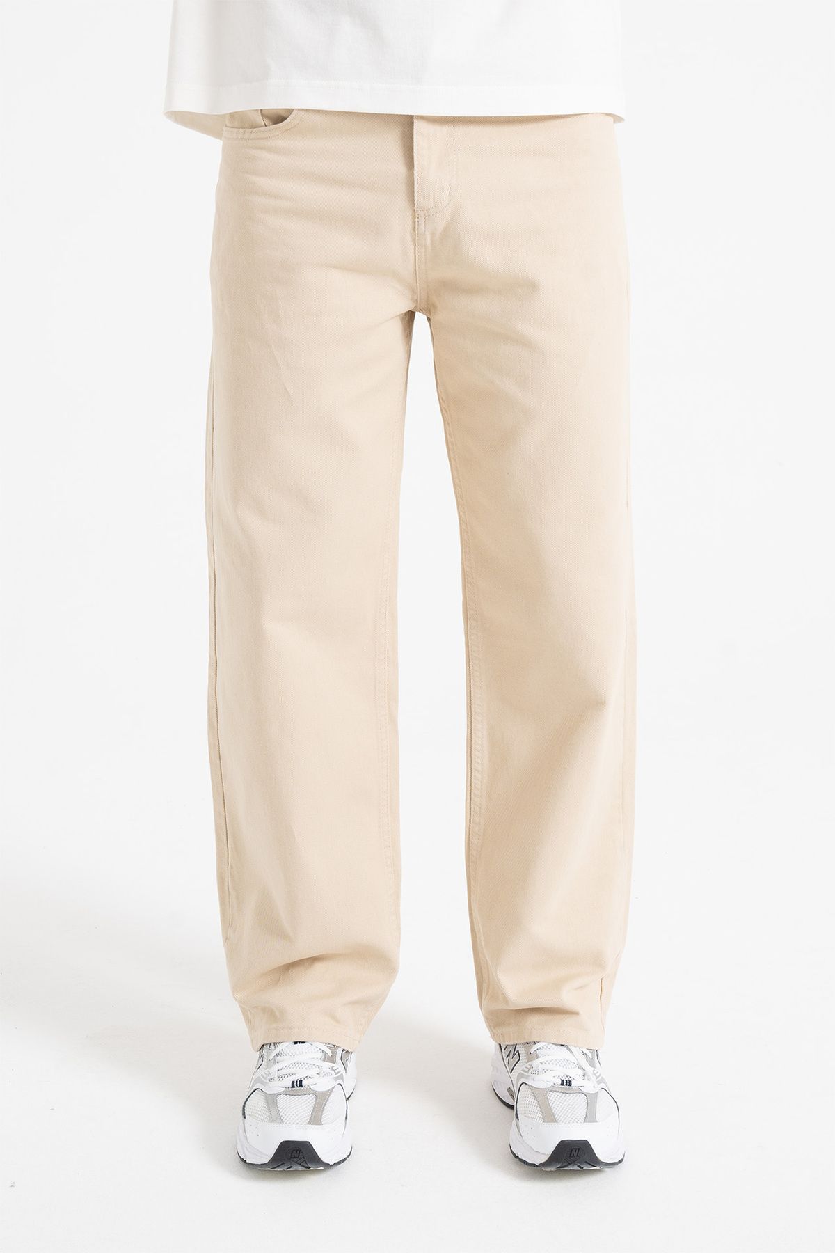ATE WEAR Basic Ekru Baggy Kot Pantolon
