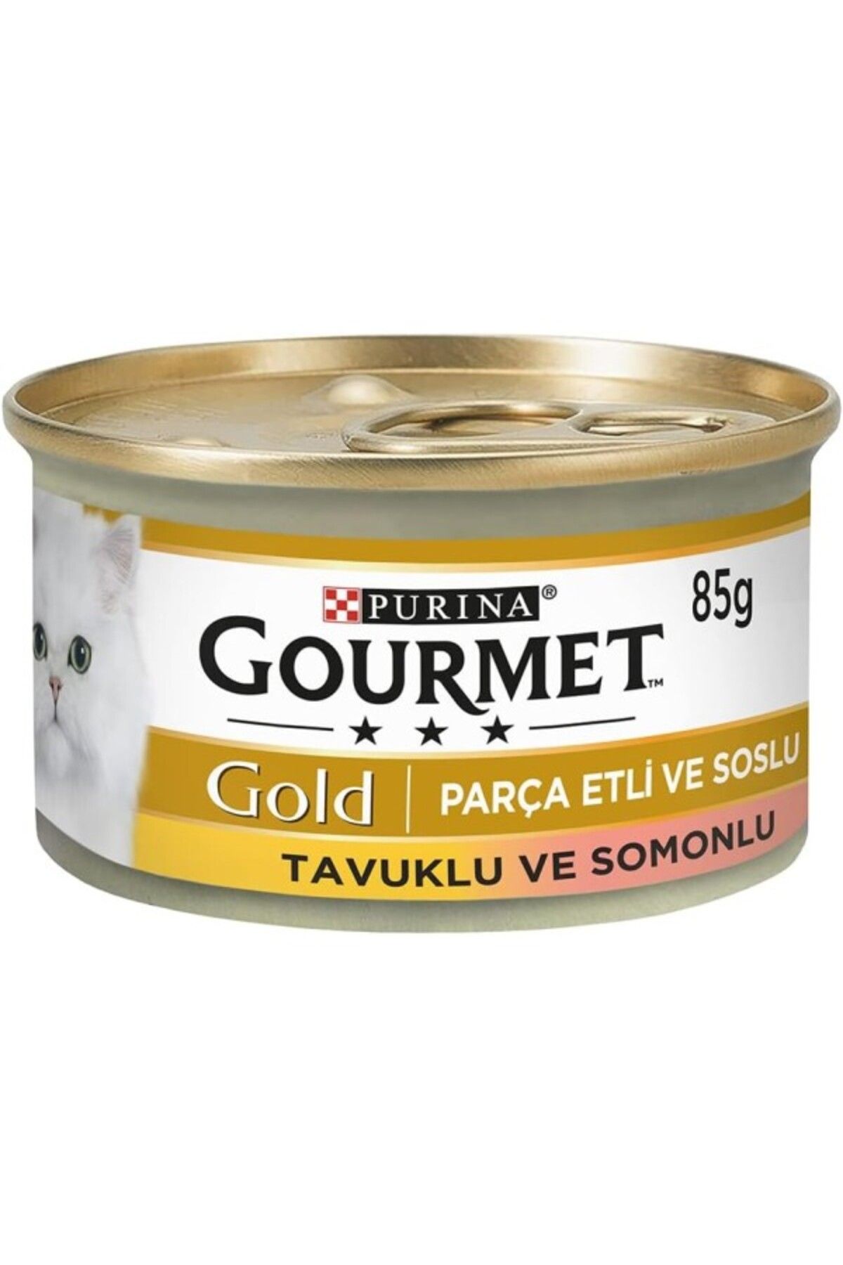 ShopZum Gourmet Gold Parça Etli Somonlu &amp; Tavuklu Yaş Kedi Maması, Yetişkin, 85 G