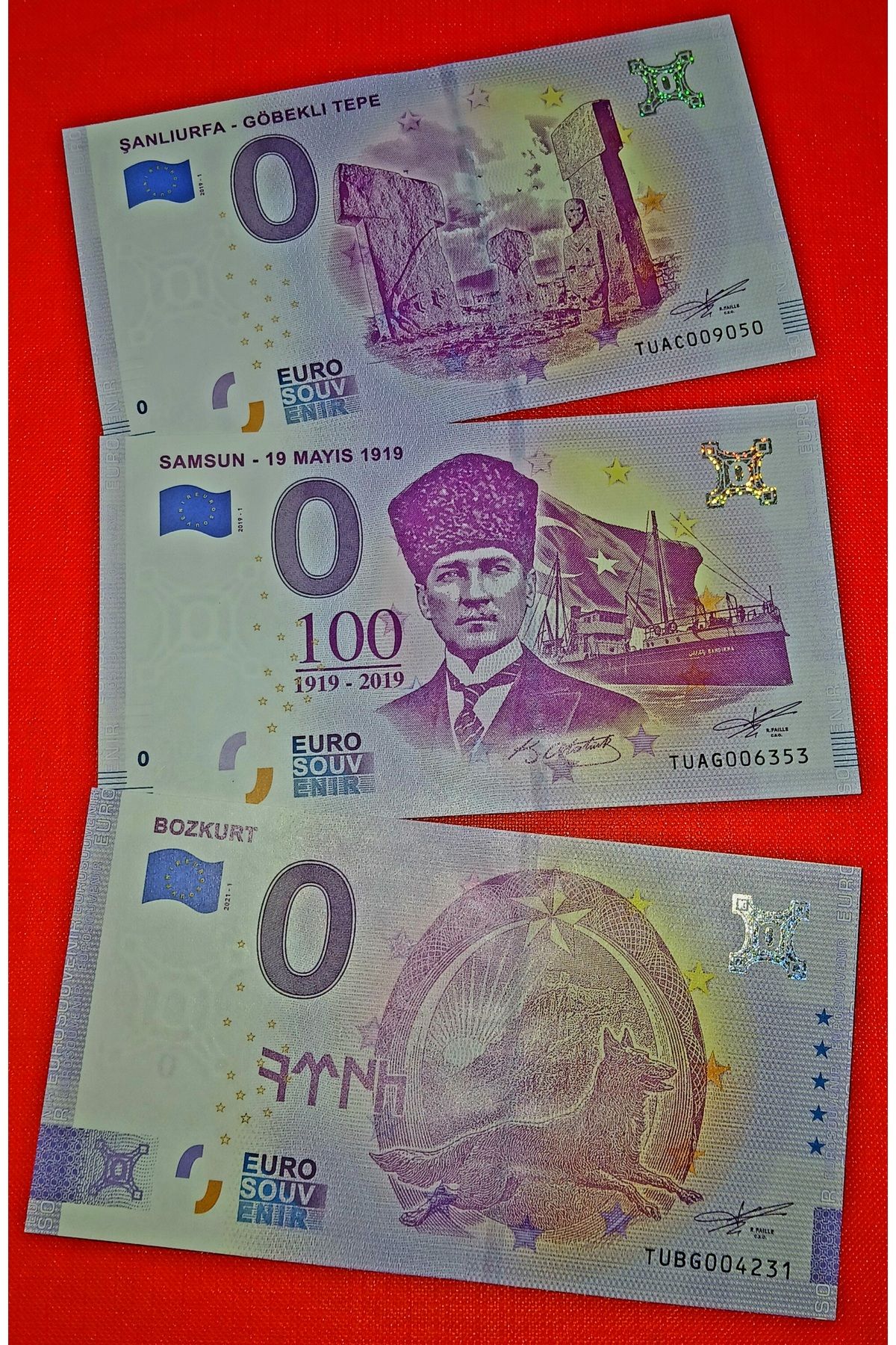 DÜZGÜN TİCARET 0 EURO HATIRA YABANCI KAĞIT PARA 3 FARKLI ÇİL