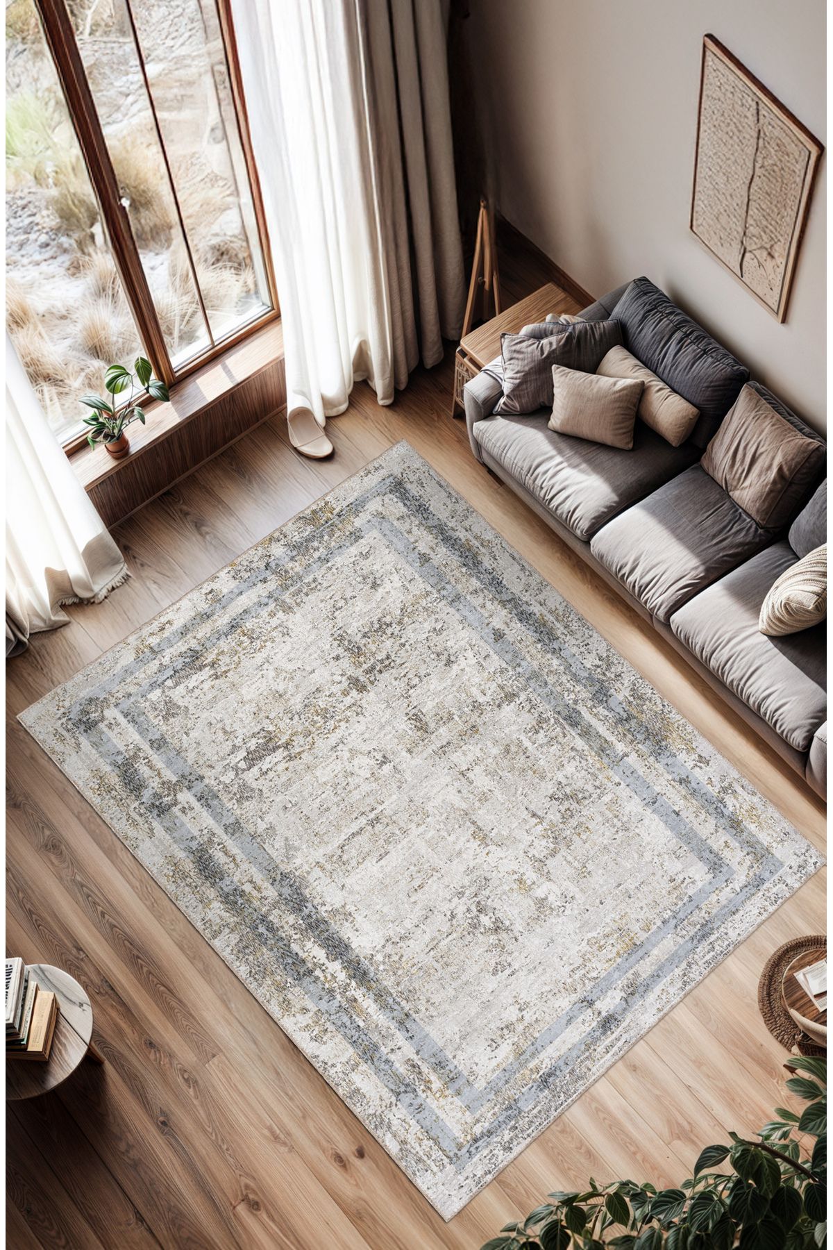 BigArts Home Makinede Yıkanabilir Kaymaz Taban Leke Tutmaz Modern Salon Halısı Mutfak Halısı ve Yolluk