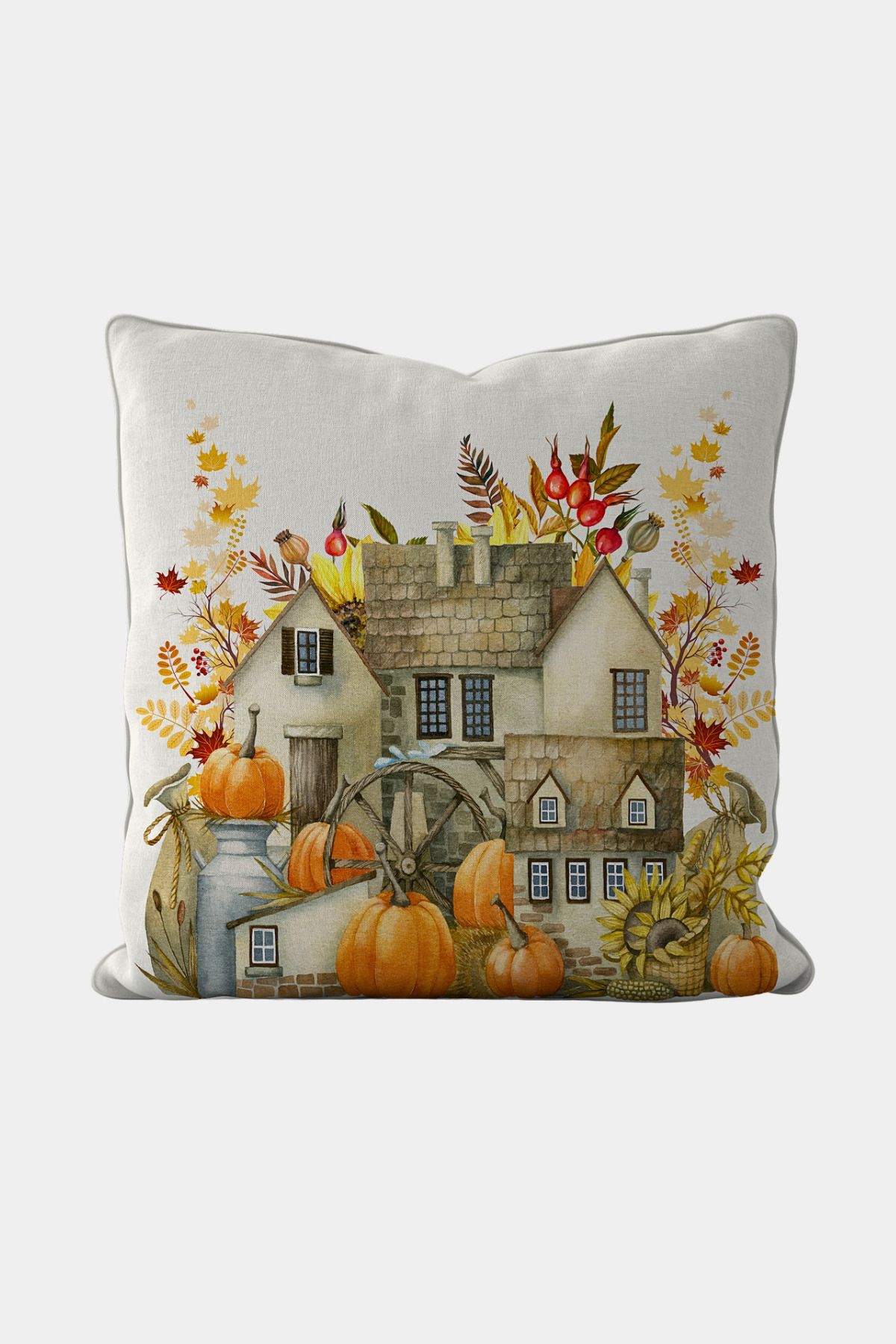Home Seray Home Fall Balkabaklı Çift Tarafı Desenli Kadife Dokulu Kırlent Kılıfı