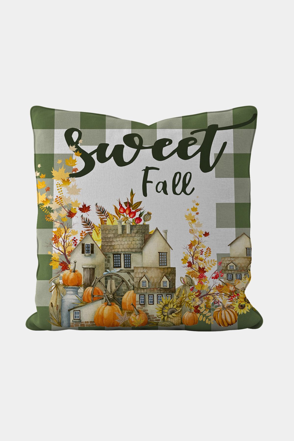 Home Seray Home Fall Balkabaklı Çift Tarafı Desenli Kadife Dokulu Kırlent Kılıfı