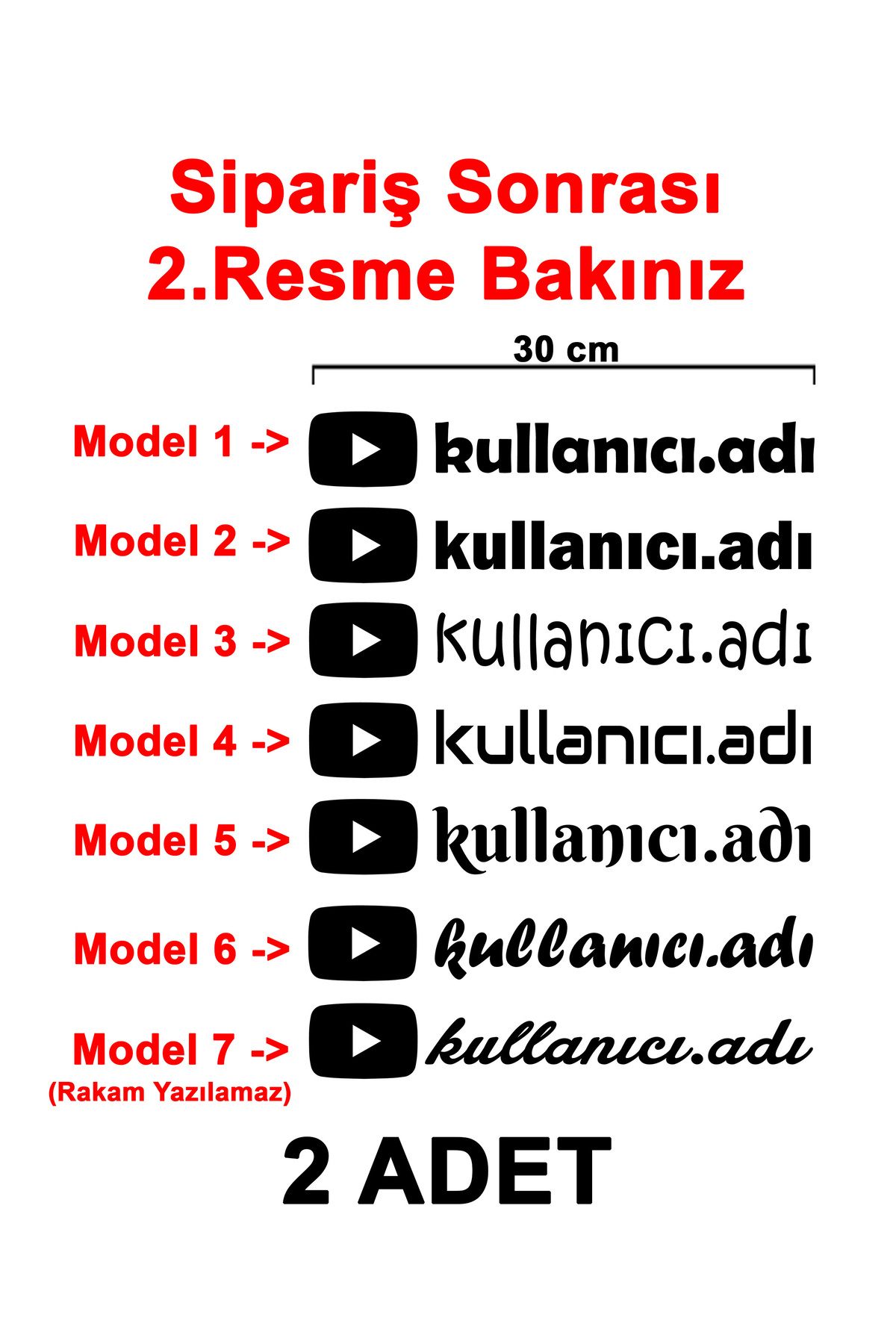 Sönmez Dijital (2 Adet) Youtube Kullanıcı Adı Sticker - Youtube Sticker - Youtube Logo Sticker - 30cm