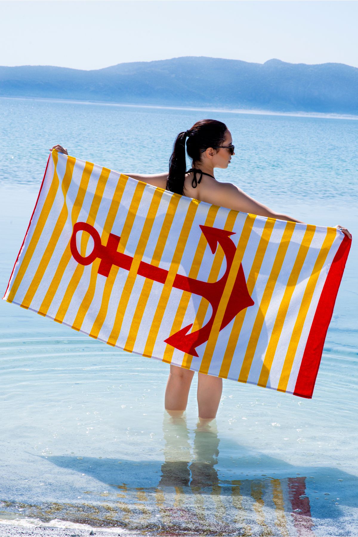 SILVABELLA %100 Pamuk Kadife Plaj Beach Havlusu - 75x150 cm, 360gr Marine