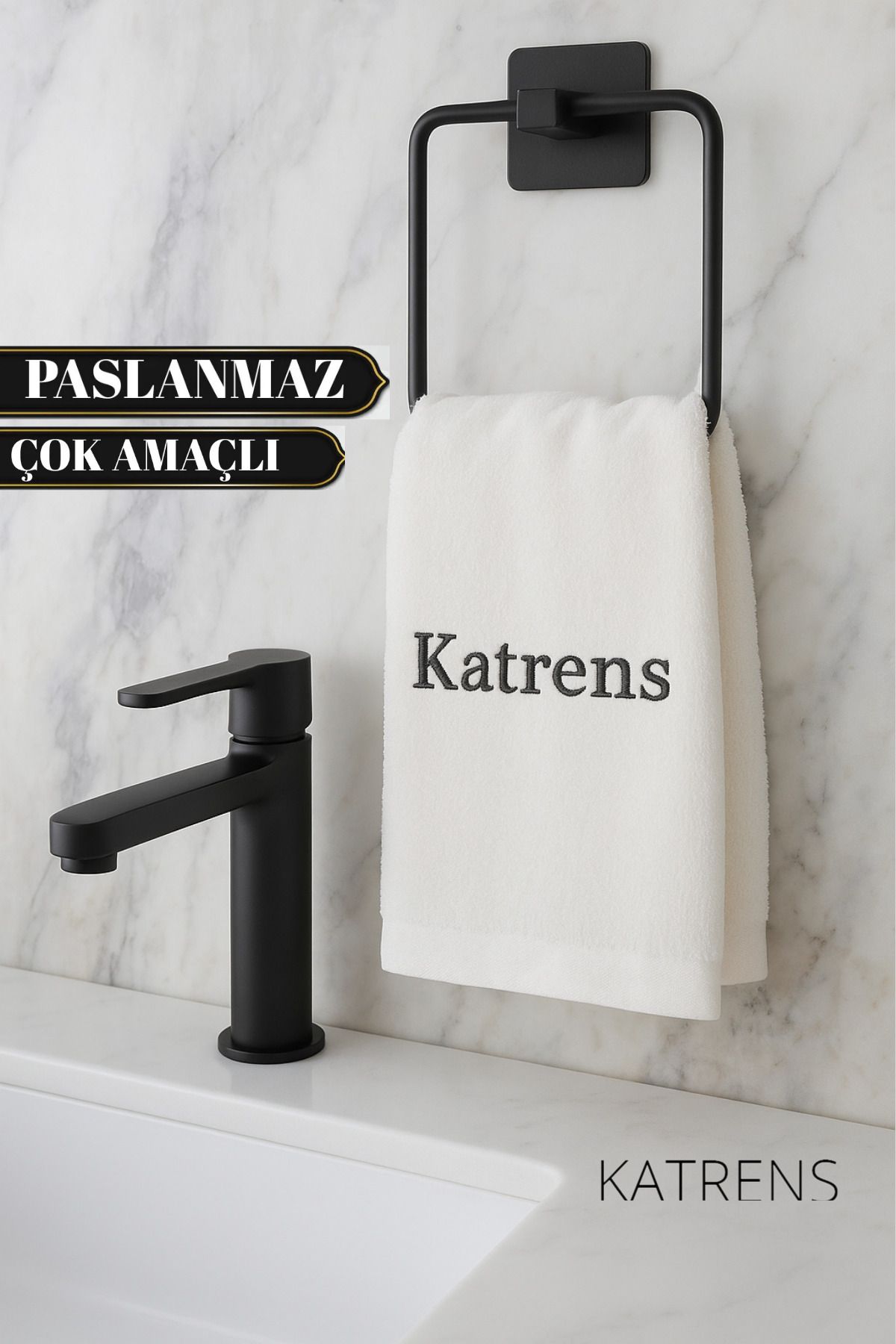 Katrens Kare Havluluk Ister yapışkanlı Ister Vidalı Sistem havlu askısı