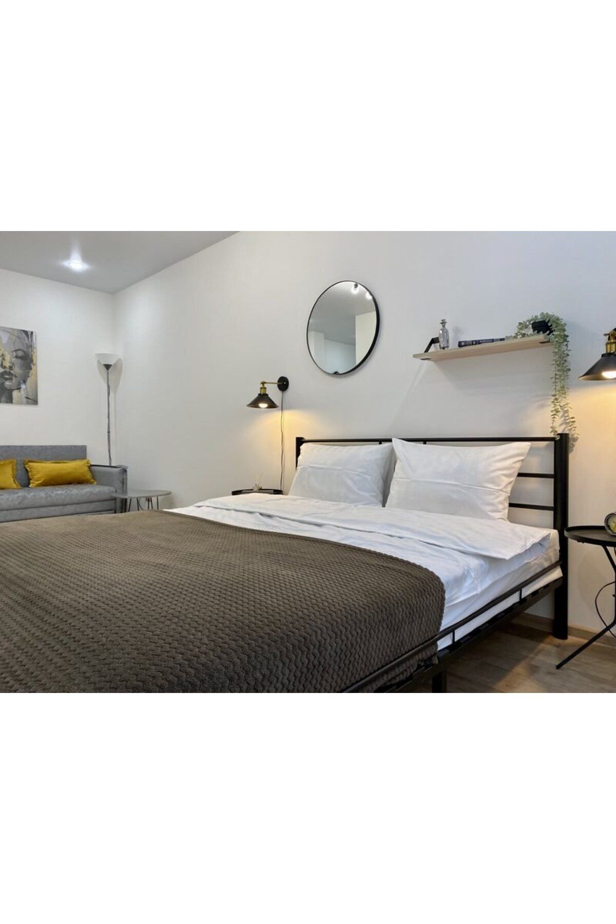 SerenityHaven RETRO,RUSTİK,VİNTAGE ESKİTME MAFSALLI FİŞLİ KABLOLU HAREKETLİ BAŞLIK SİYAH YATAK BAŞI APLİK