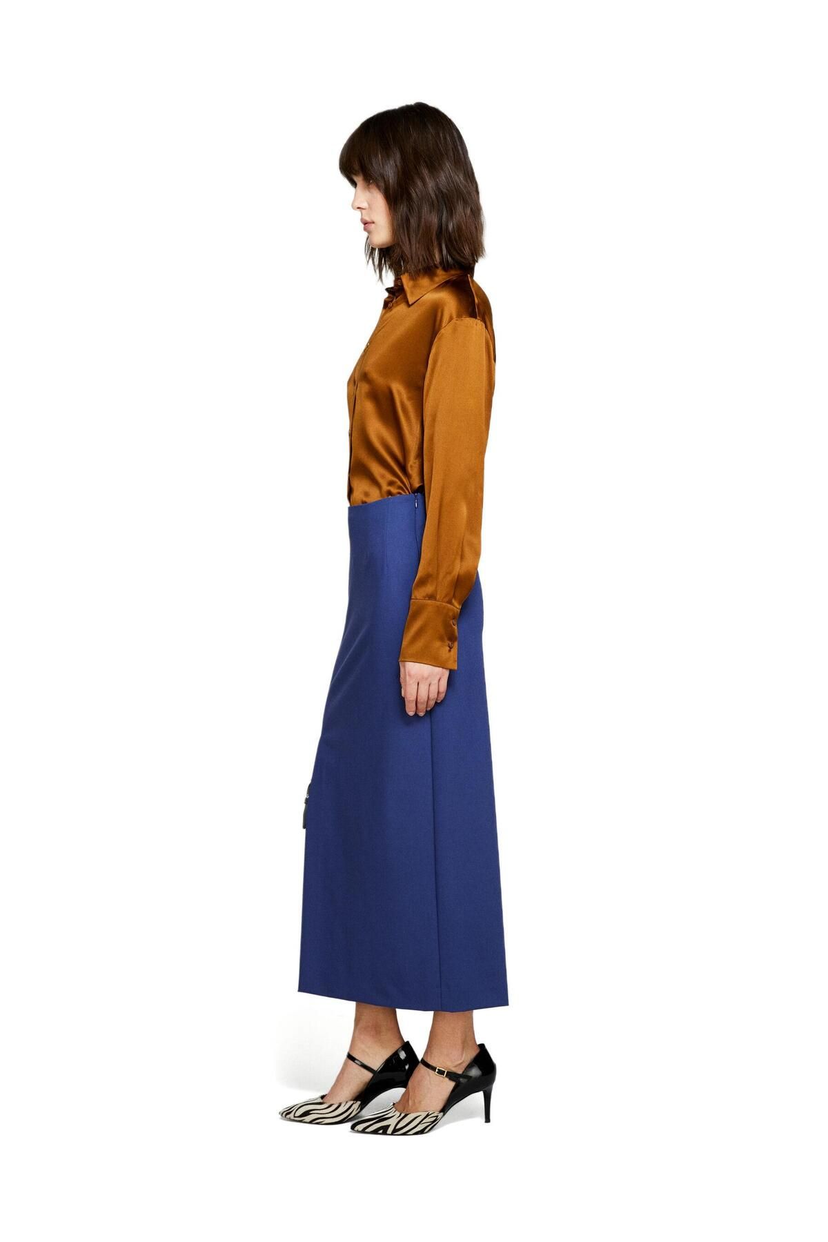 Sisley %100 İpek Regular Fit Gömlek Kadın Kahverengi Gömlek - 323A5Q6WLQ05E