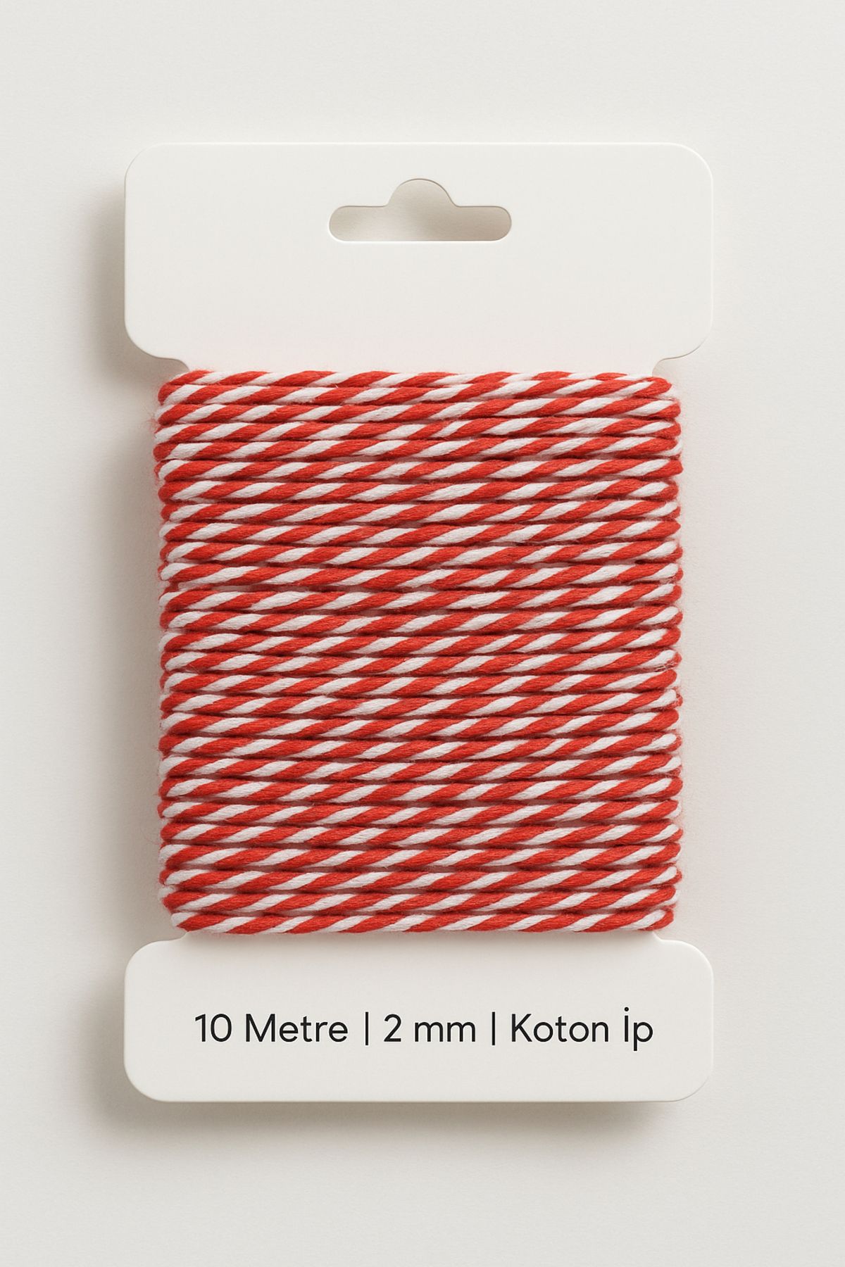 OLİ Art Kırmızı Beyaz Koton Paketleme İpi 10 Metre Koton Paket İpi 10m