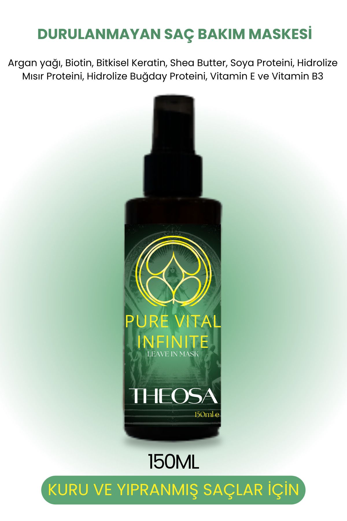 THEOSA Pure Vital Infinite 150ml Durulanmayan Saç Maskesi(Kuru ve Yıpranmış Saçlar için Durulanmayan Maske)