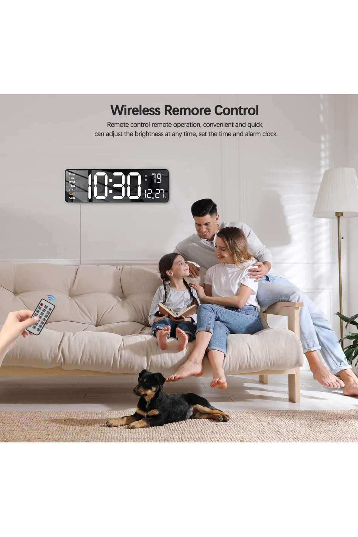 Generic-Digital Wall Clock 16.2" – Large LED Display with Auto Brightness, Remote & Memory Function 4