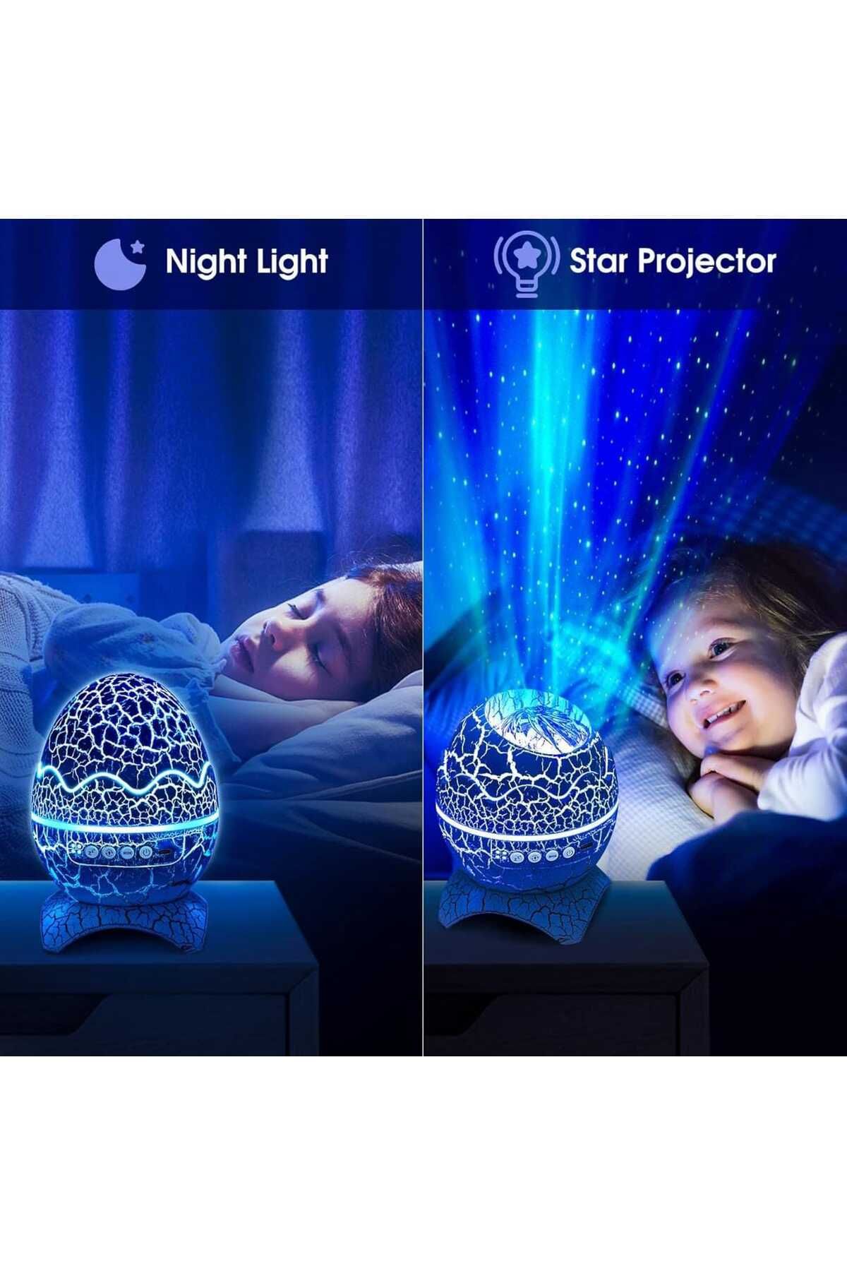 Generic-3D Dinosaur Egg Bluetooth Speaker – LED Night Light Star Projector with Remote & Music Sync 3