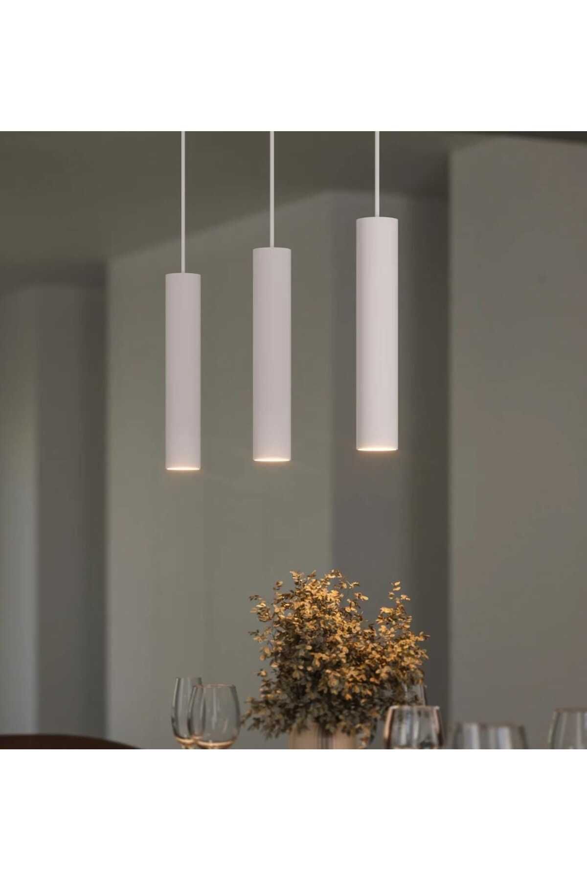 demet habek mylights MYLİGHTS beyaz ada üstü led avize os-ram ledli 3000k üçlü led avize