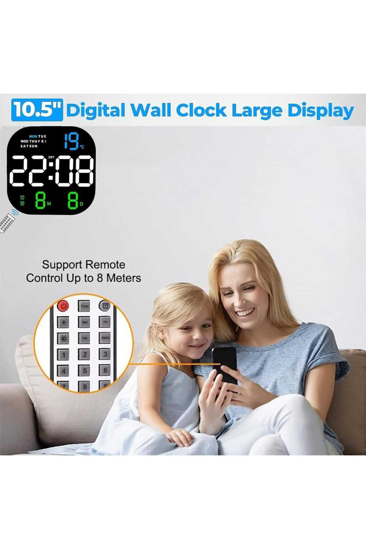 Generic-Digital Wall Clock with Remote – Large LED Display, Alarm, Snooze & Brightness Control, 12/24H 5