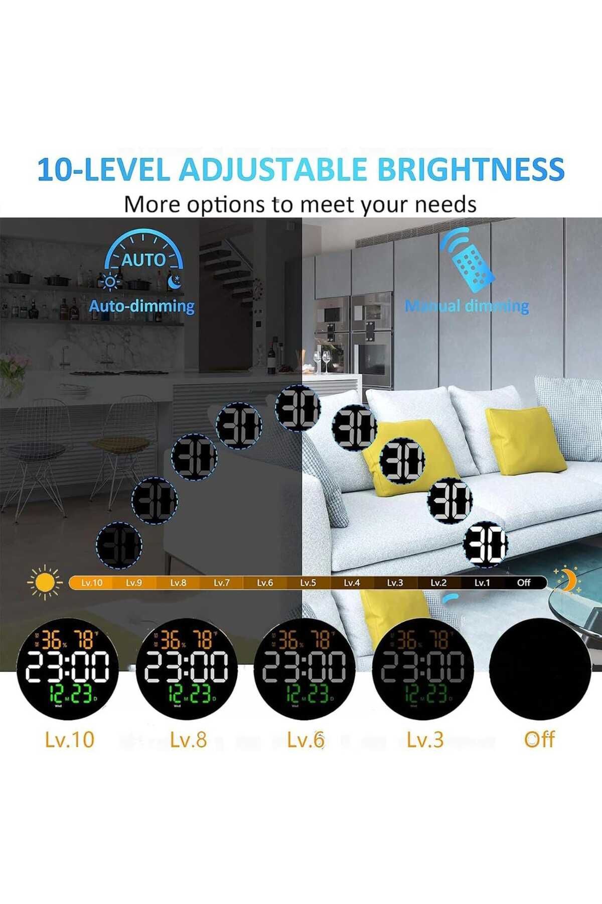 Generic-Digital Wall Clock with Remote – Large LED Display, Alarm, Snooze & Brightness Control, 12/24H 4