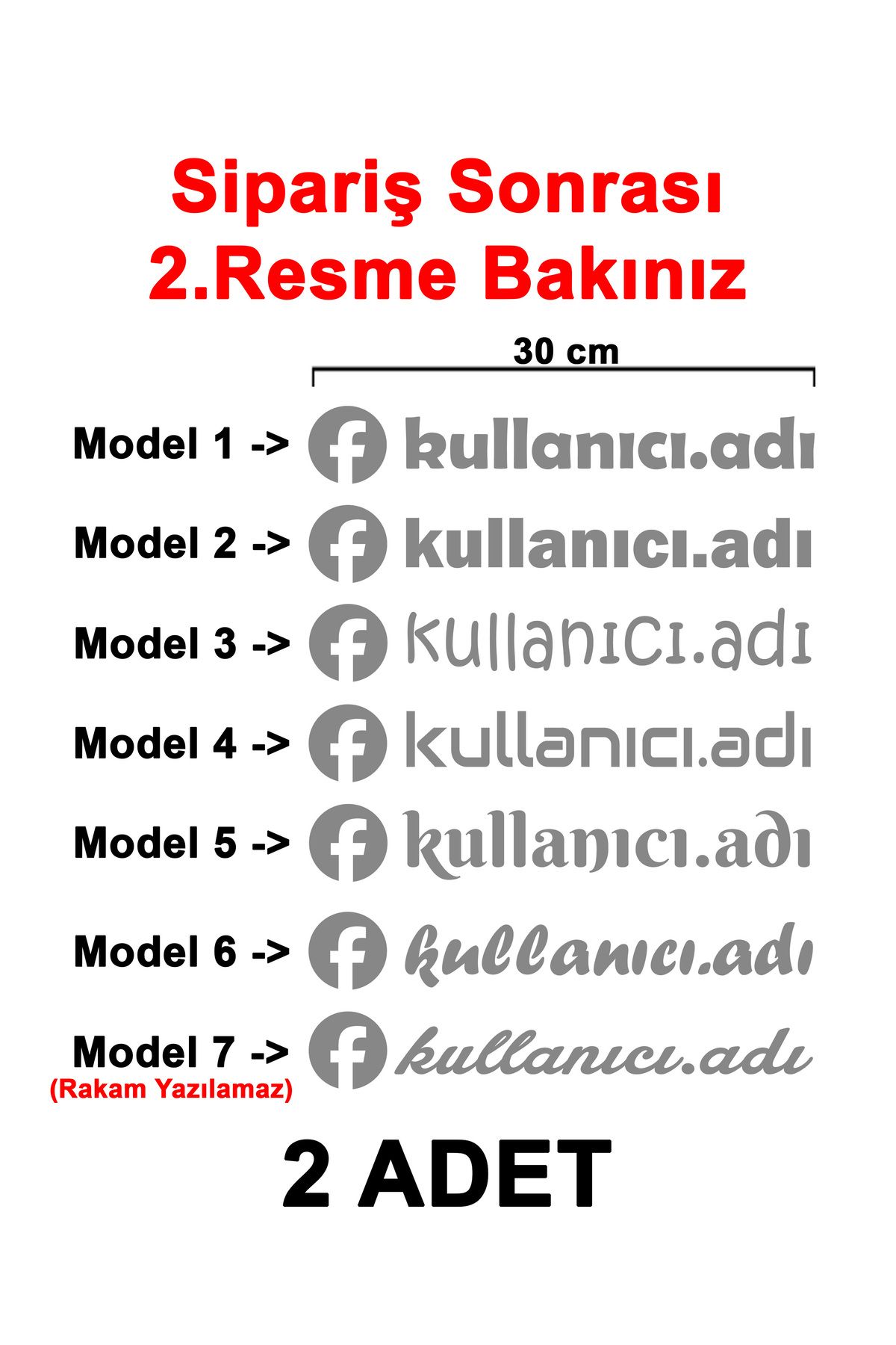 Sönmez Dijital (2 Adet) Facebook Kullanıcı Adı Sticker - Facebook Sticker - Facebook Logo Sticker - 30cm