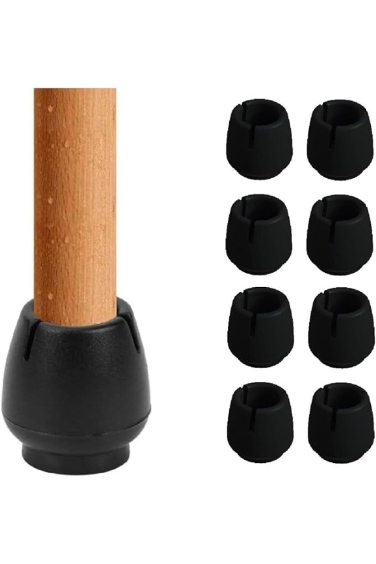 ShopZum Tarix Sandalye Pabucu,Masa,Koltuk,Tabure Ayak Kılıfı 8 Adet Siyah (Medium)
