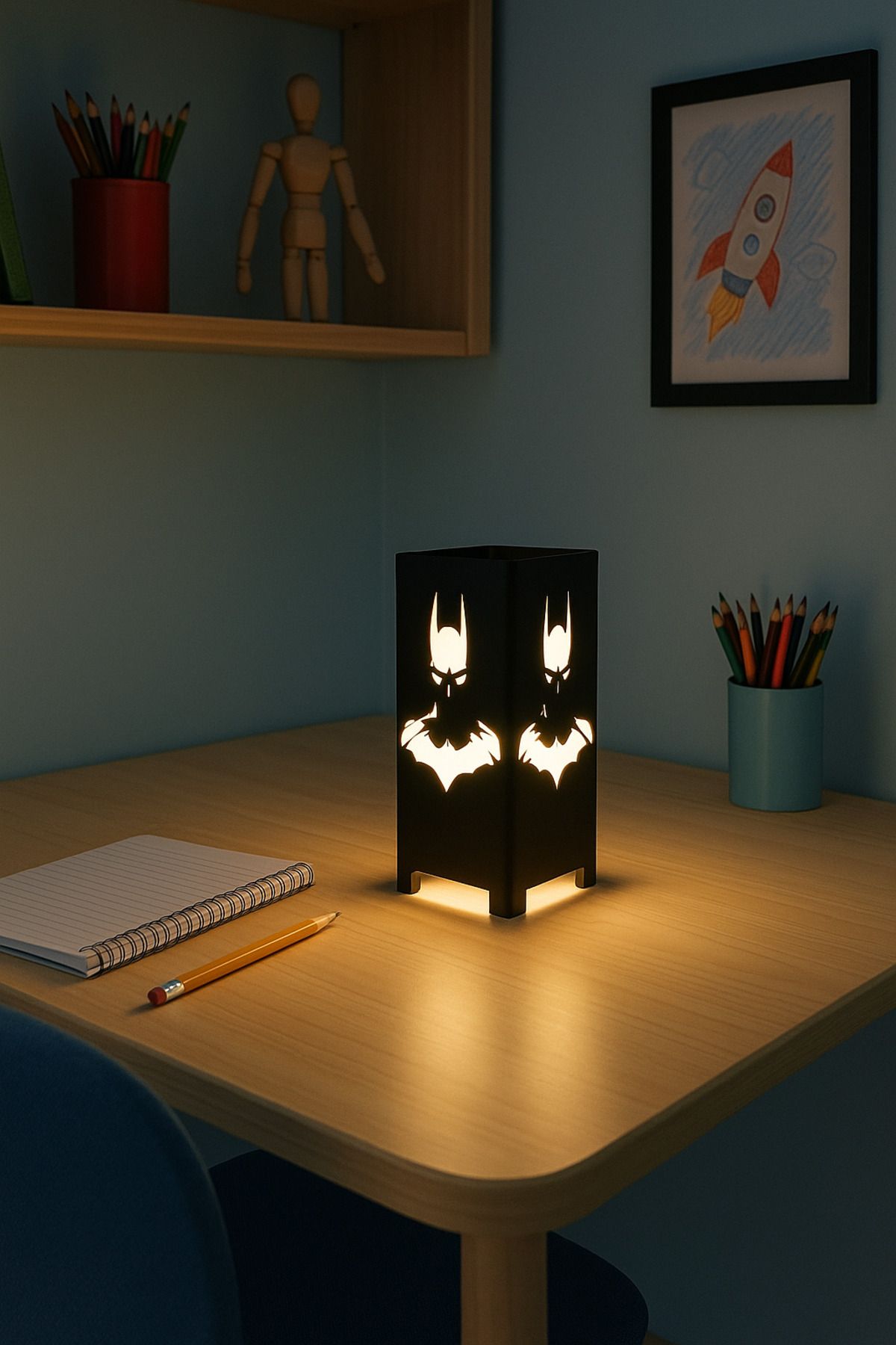 ARTILED Süper Kahraman (BatMan) Temalı Gece Lambası – Figürlü Dekoratif LED Masa Lambası