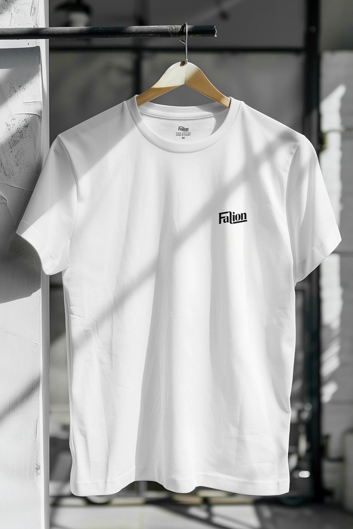 Falion %100 Pamuk Logo Baskılı Slim Fit Dar Kesim Bisiklet Yaka Basic Tişört
