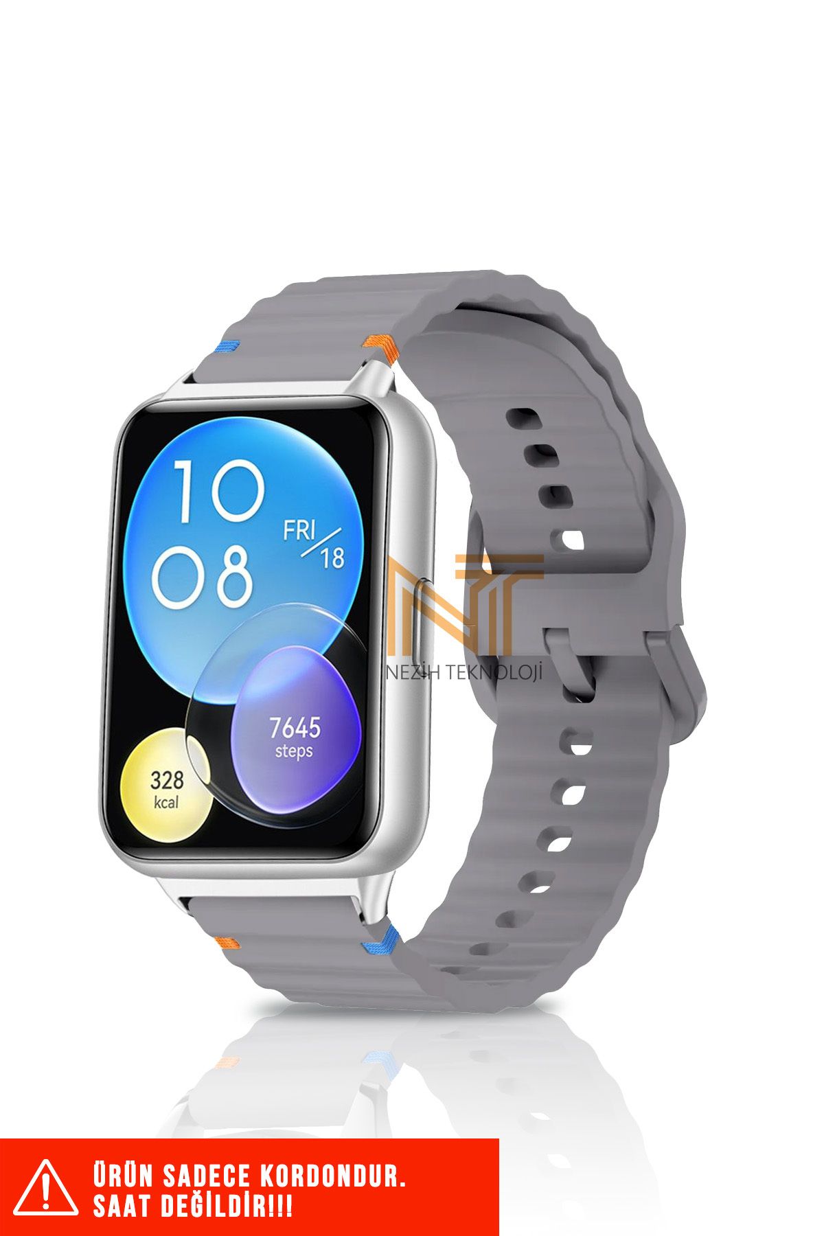 Nezih Case Huawei Watch Fit 2 Uyumlu Wave Silikon Kordon 20 mm