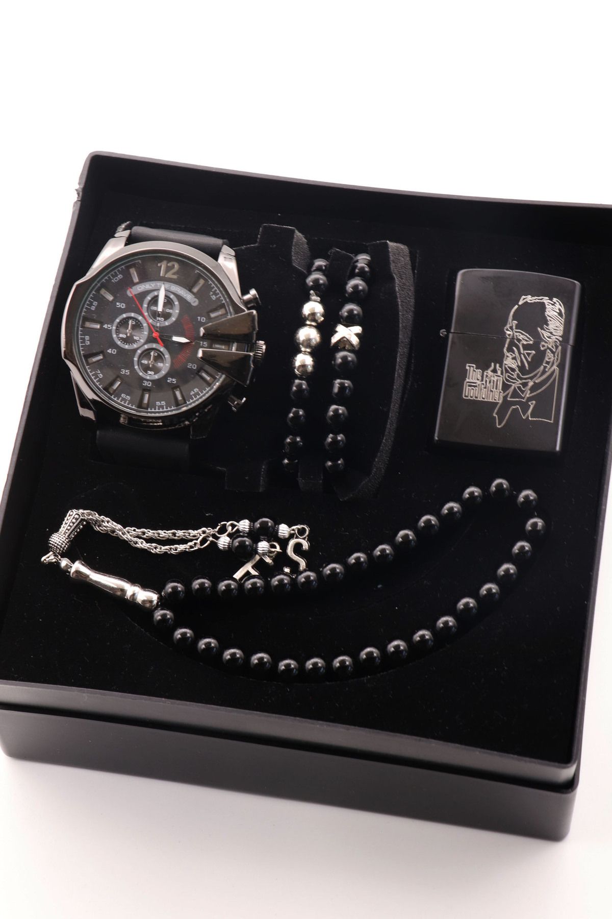 Northwatch Kişiye Özel Metal Erkek Saat, Özel Çakmak , Bileklik Ve Tesbih Seti