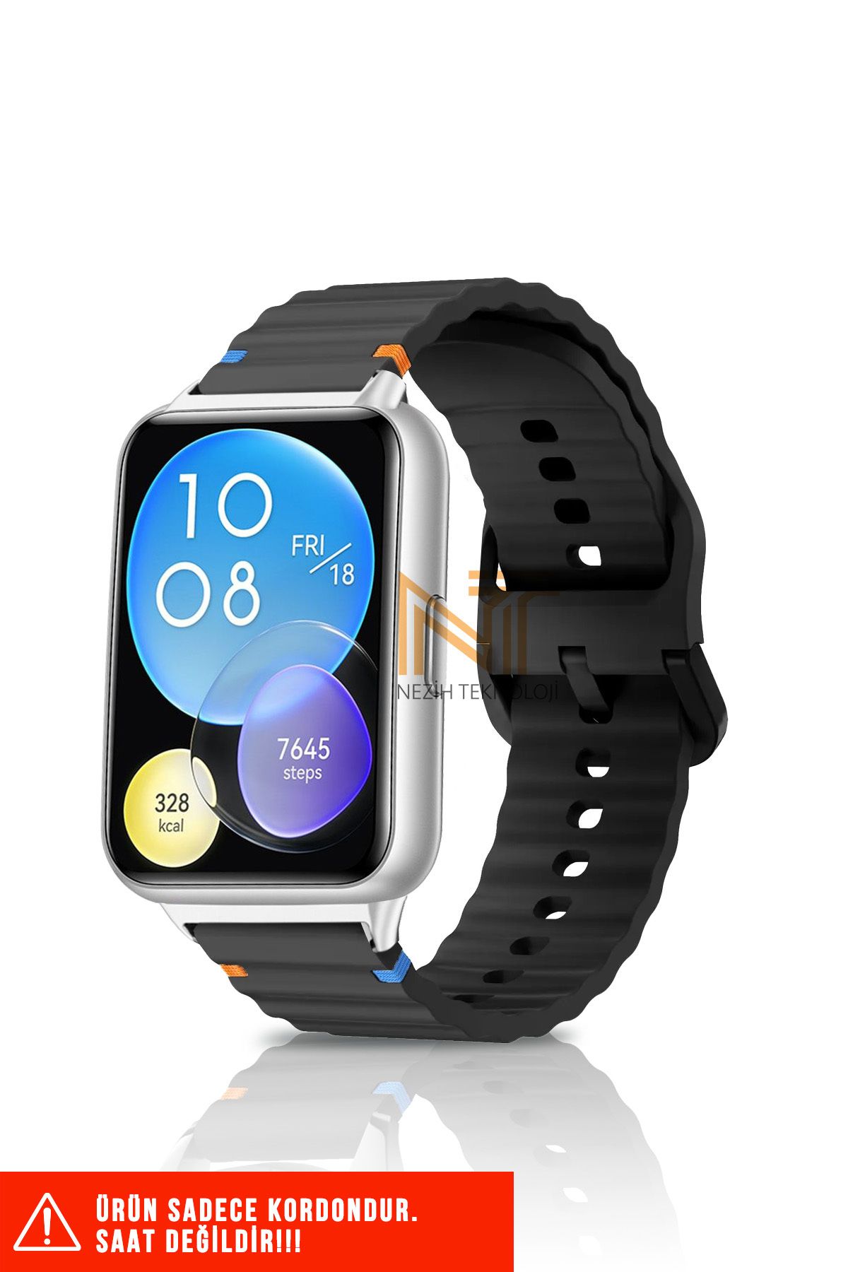 Nezih Case Huawei Watch Fit 2 Uyumlu Wave Silikon Kordon 20 mm