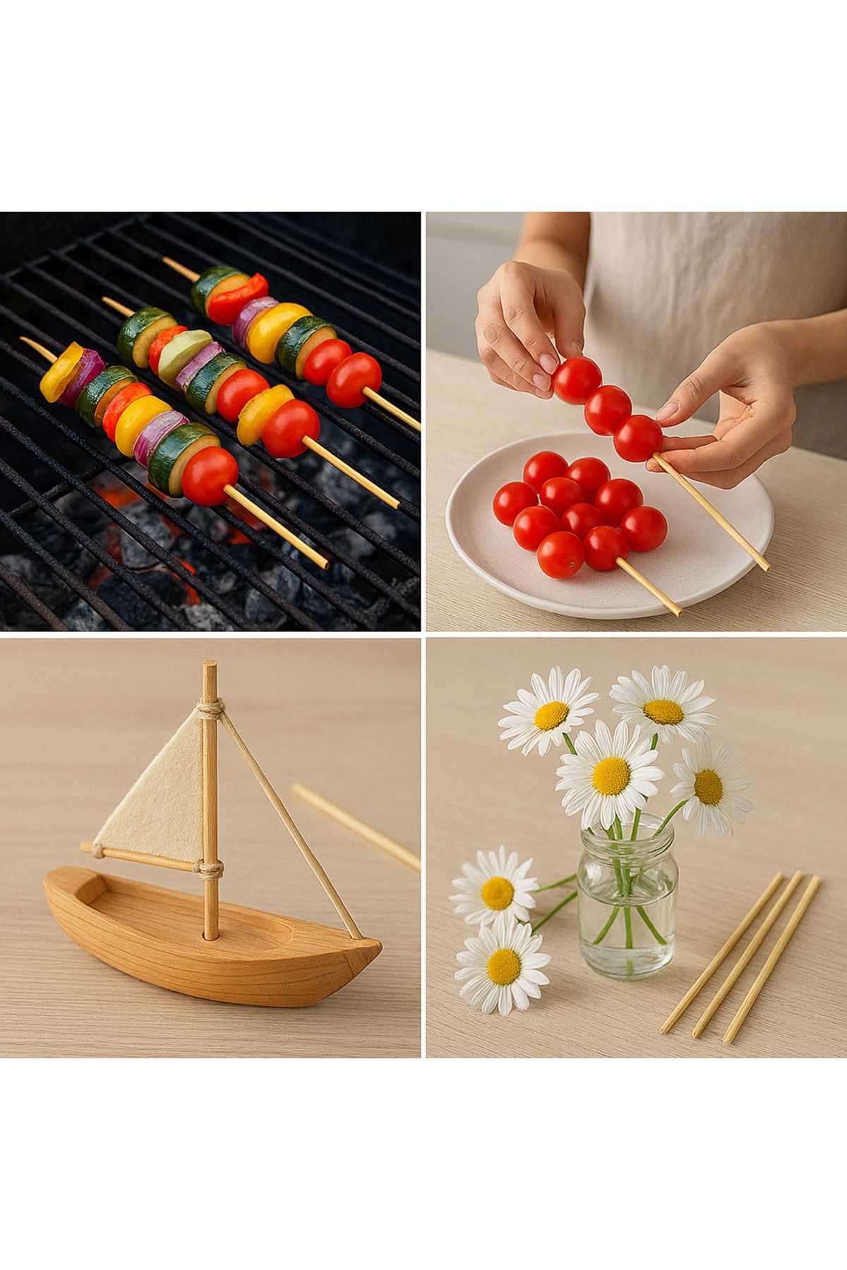 HANK TİCARET 40'lı Kalın Bambu Çöp Şiş | 40 cm x 5 mm | Doğal Ahşap Mangal Şişi Seti – Hijyenik & Dayanıklı