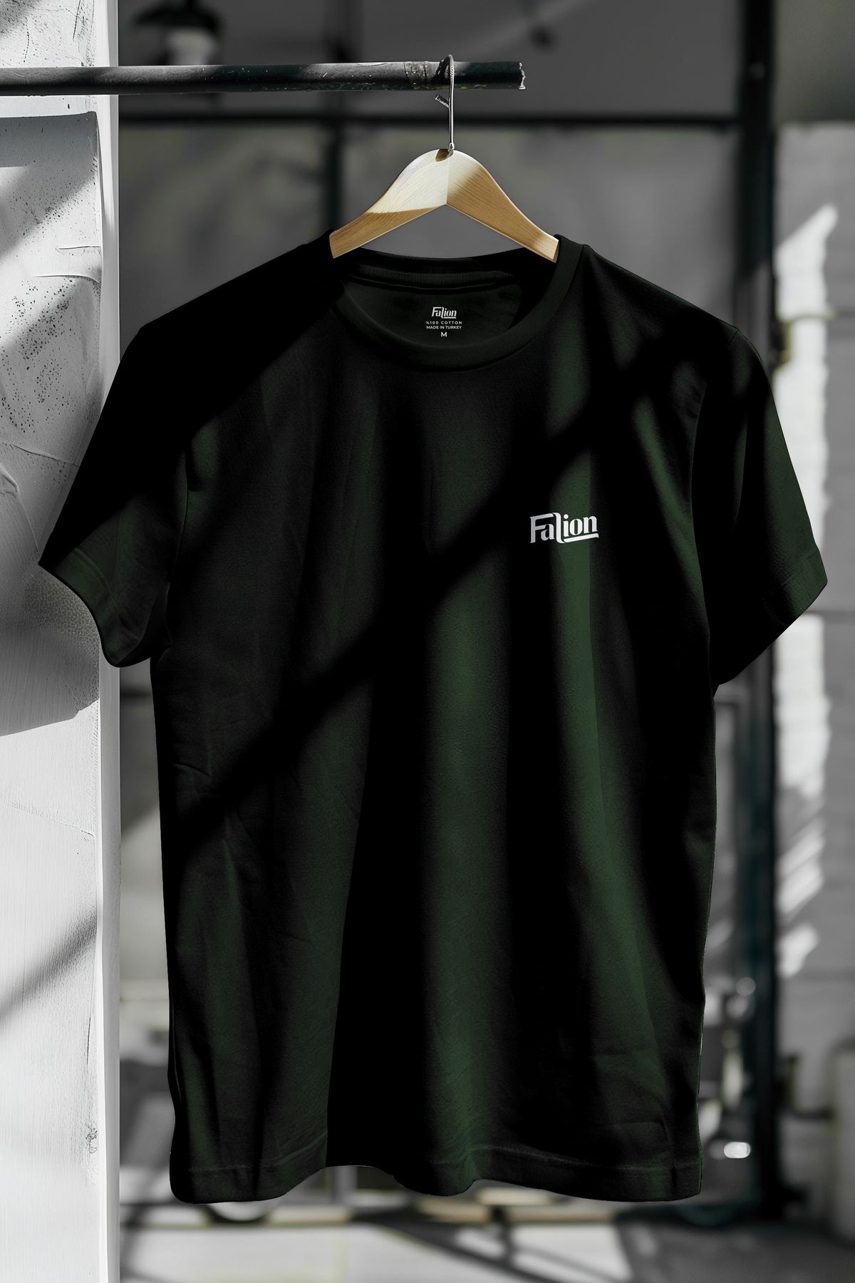 Falion %100 Pamuk Logo Baskılı Slim Fit Dar Kesim Bisiklet Yaka Basic Tişört