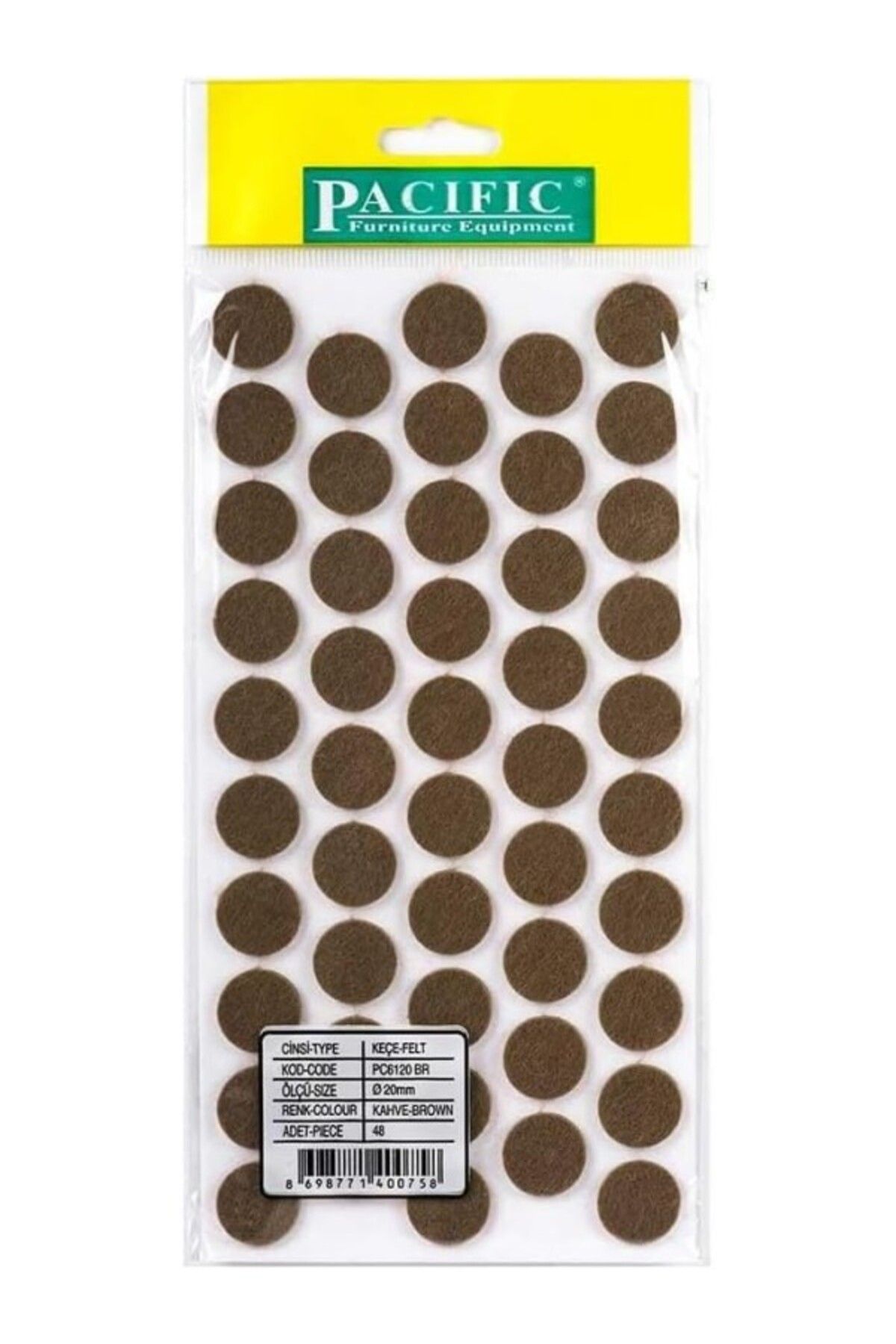 ShopZum Pacific Nsp Masa Sandalye Keçe Kahverengi Yuvarlak 20 Mm