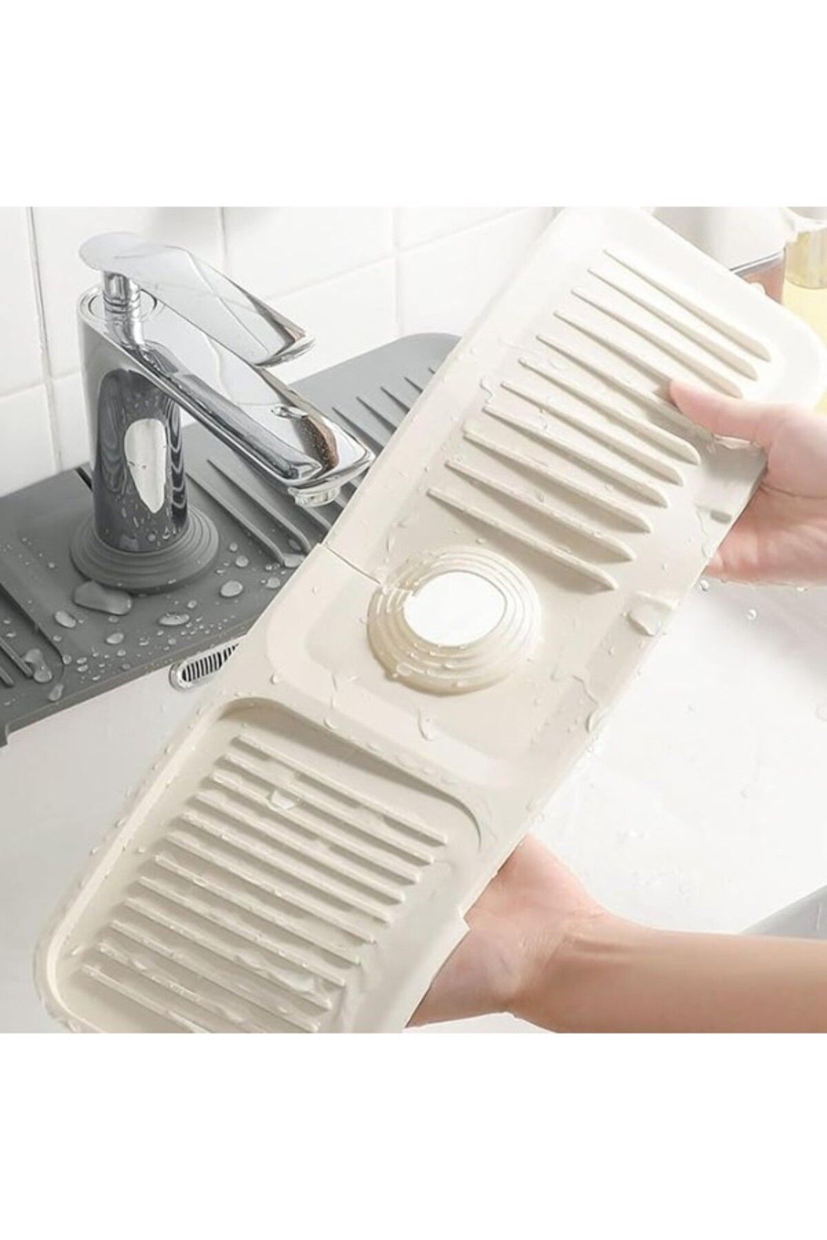 ShopZum Yunhan Musluk Matı, Lavabo Matı,elastik Musluk Matı Su Tutucu Düzenleyici Kaydırmaz Taban Organizer