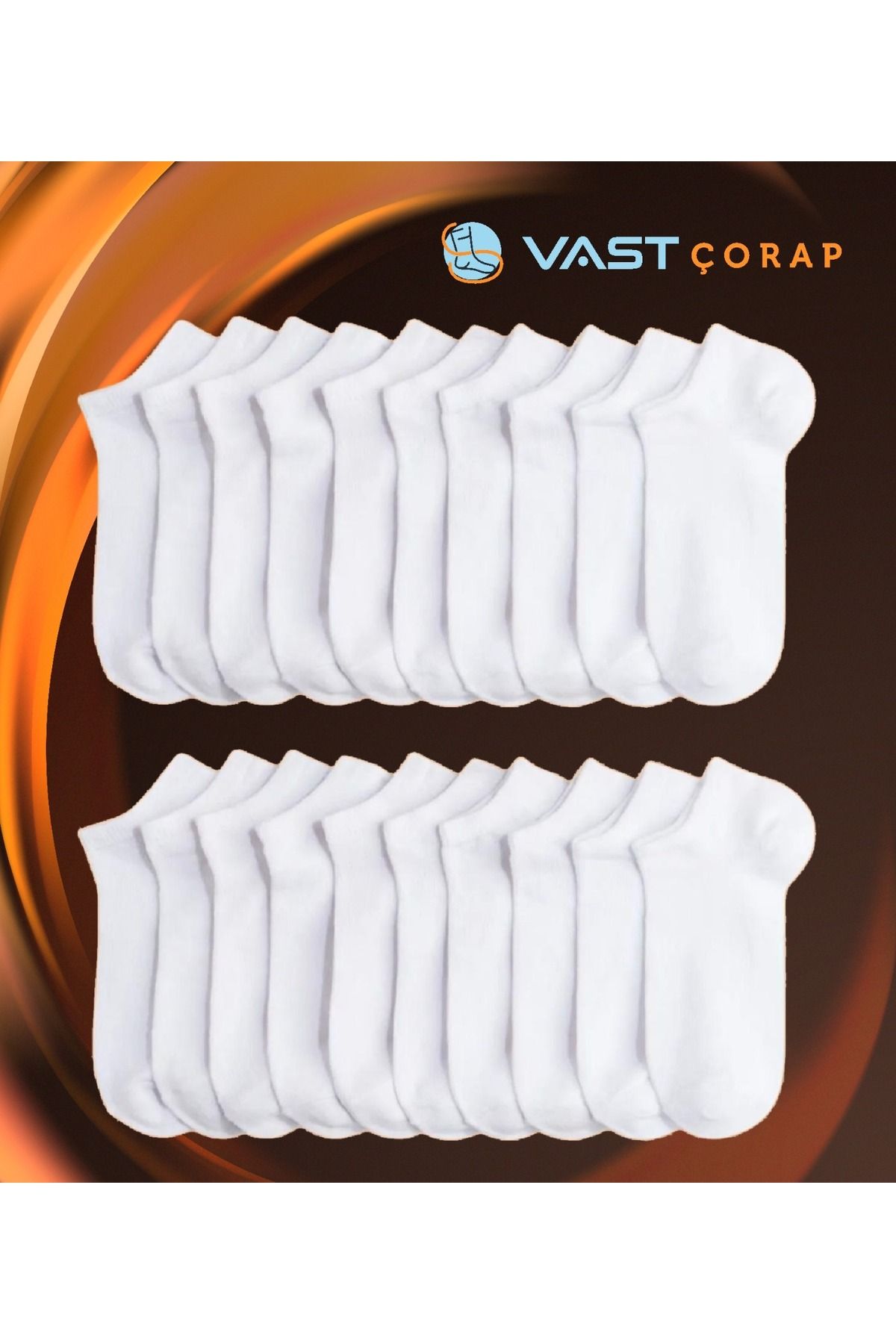 Vast Beyaz Patik Çorap 20 Çift Ekonomik Paket