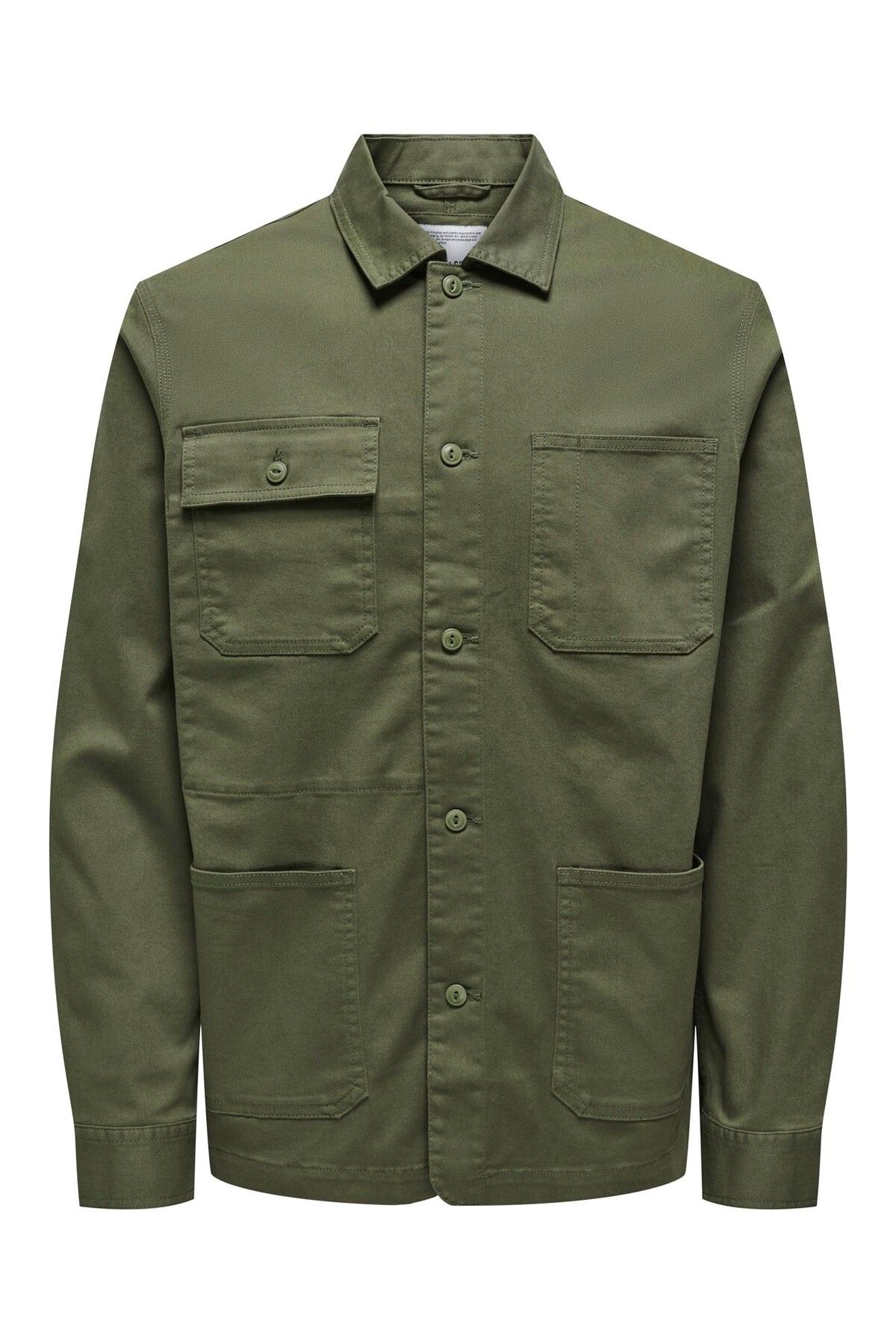 Only & Sons ONSDIEGO TWILL LS CHORE OVERSHIRT Erkek Yeşil UK Gömlek - 22030121