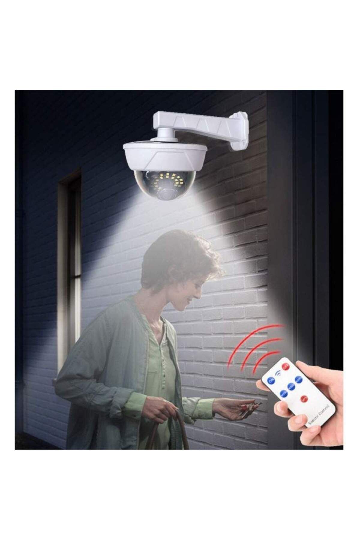 SIKS-Cameră solară falsă tip glob, 26 LED-uri, telecomandă, senzor de mișcare, alb 3