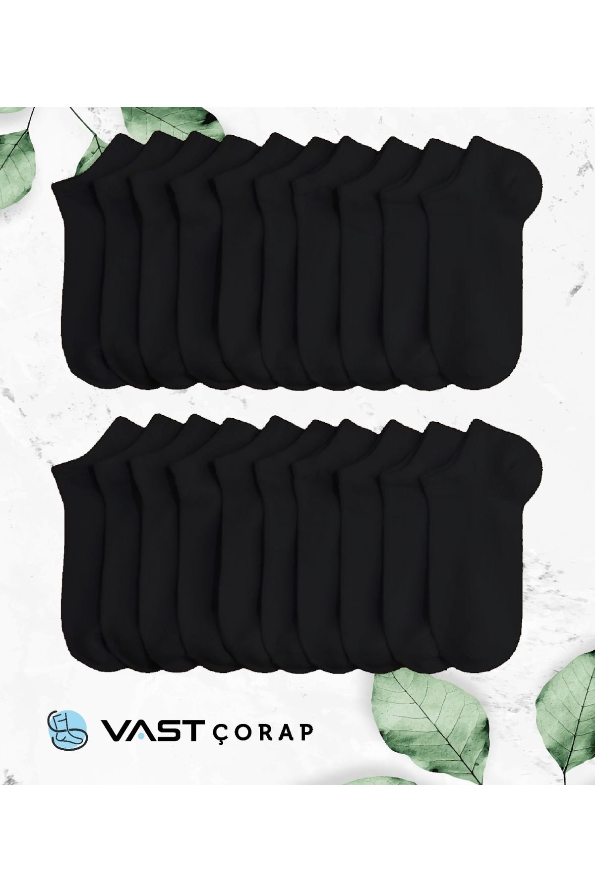 Vast Siyah Patik Çorap 20 Çift Ekonomik Paket