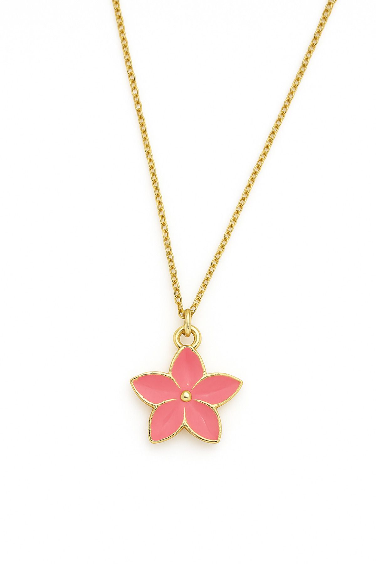 MakeWell Çelik Zincirli Lotus Çiçeği Tasarımlı Pembe ve Mor Renkli Kolye