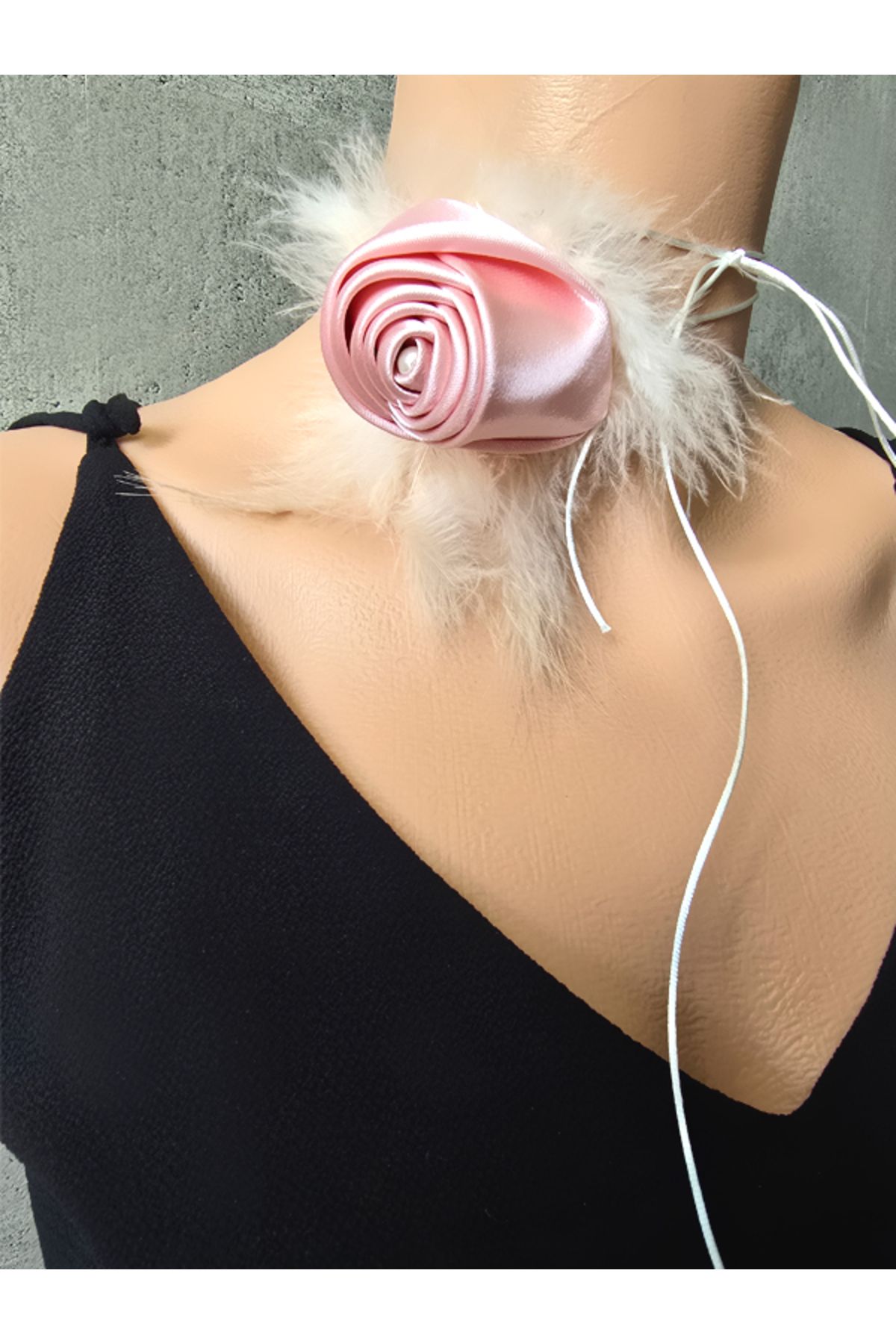 Riccoco Accessory Gül Choker Kolye Gül Broş Gül Toka Otriş Detay Çok Amaçlı Pens Toka