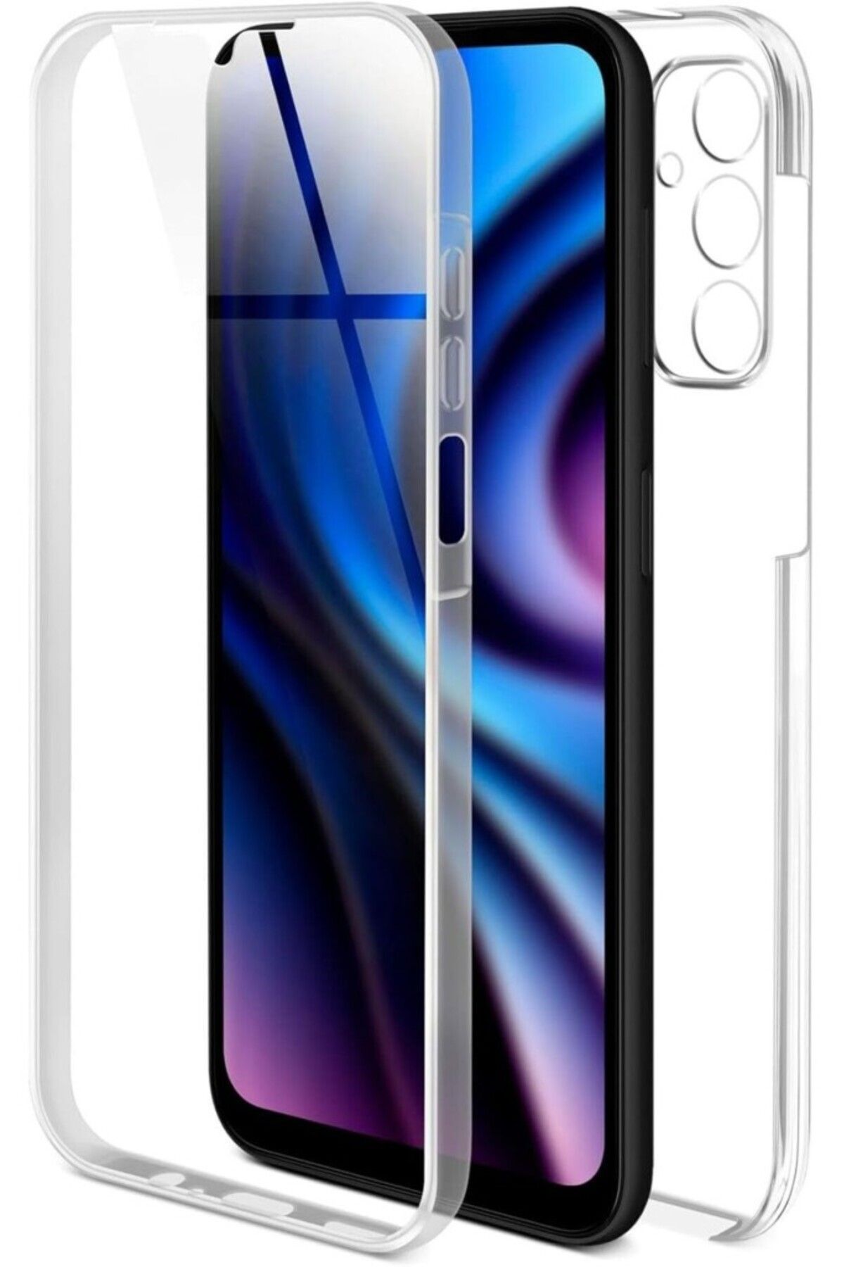 TezMax Samsung Galaxy A14 5G Sm-A146 Uyumlu 360° Ön Arka Tam Koruyucu Şeffaf Silikon Full Body Kılıf