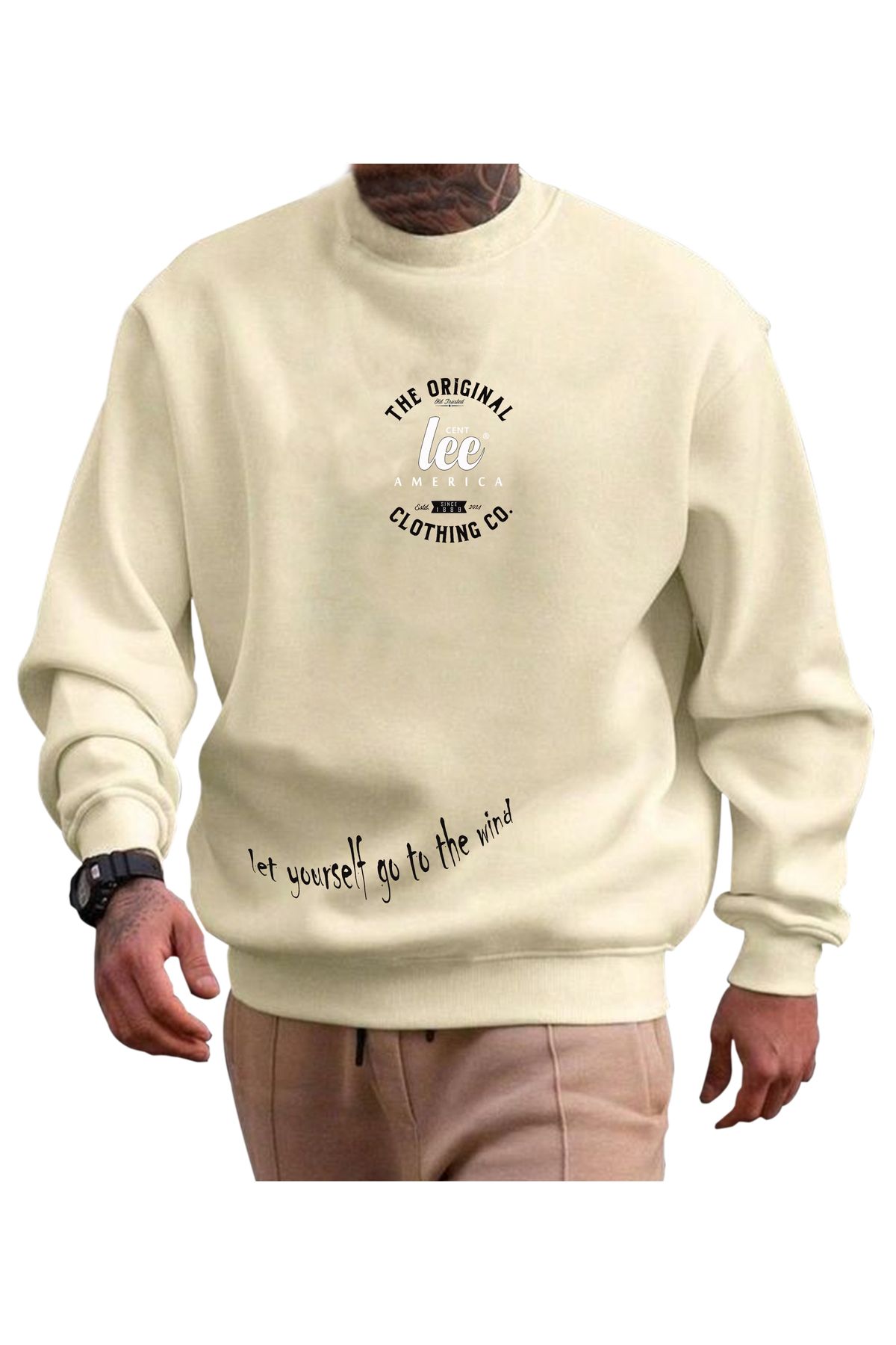 centlee america sweatshirt erkek unisex spor oversize kalıp uzun kollu