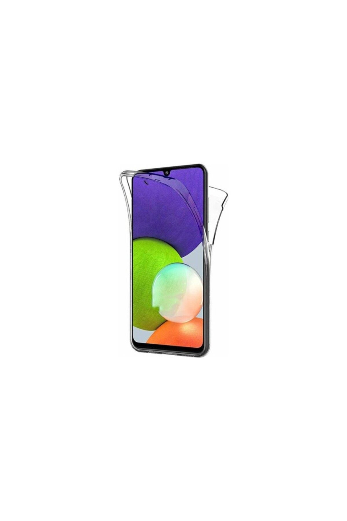 TezMax Samsung Galaxy M32 4G 6.4" Uyumlu 360° Ön Arka Tam Koruyucu Şeffaf Silikon Full Body Kılıf