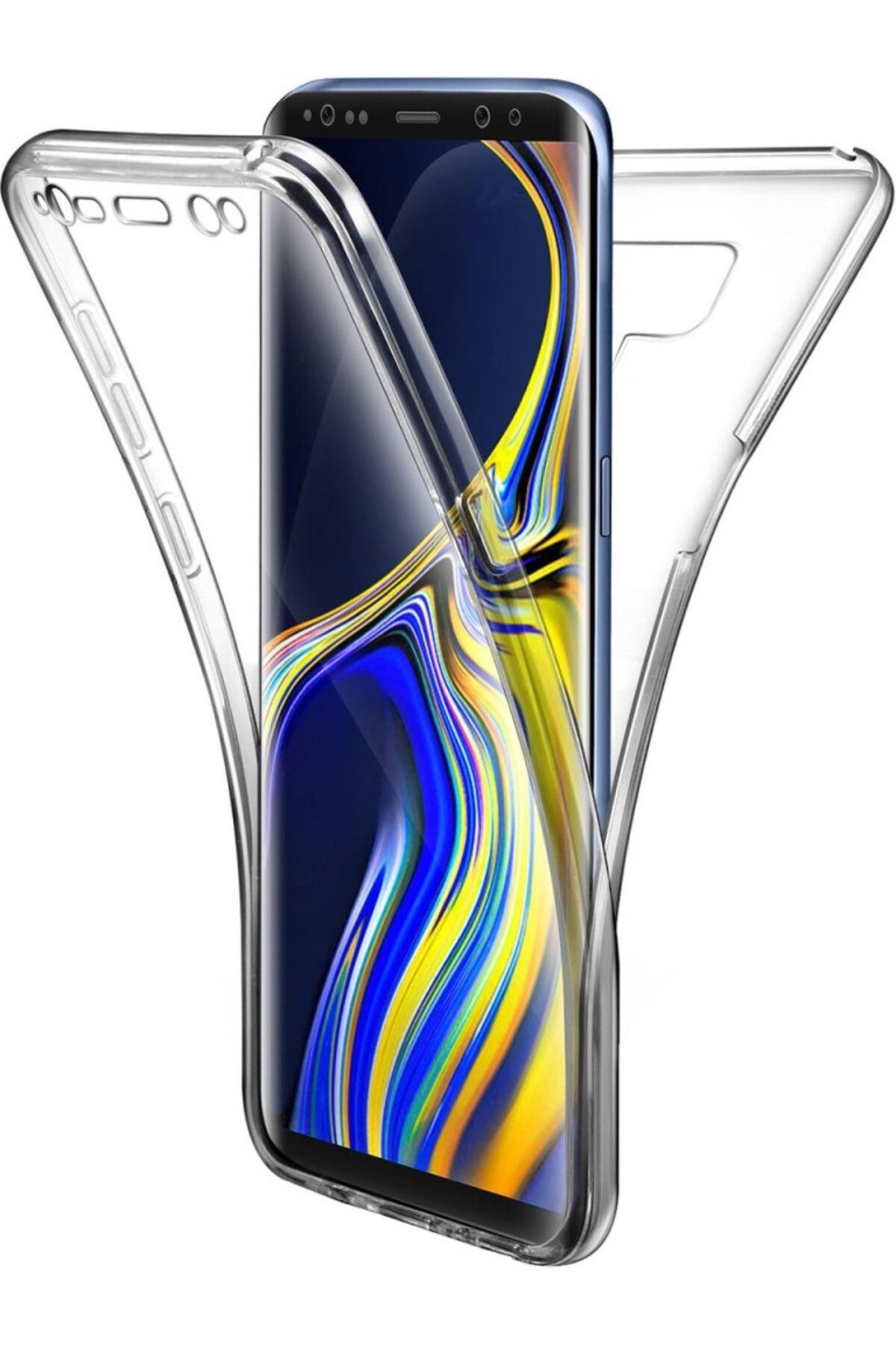 TezMax Samsung Galaxy Note 9 SM-N960F Uyumlu 360° Ön Arka Tam Koruyucu Şeffaf Silikon Full Body Kılıf