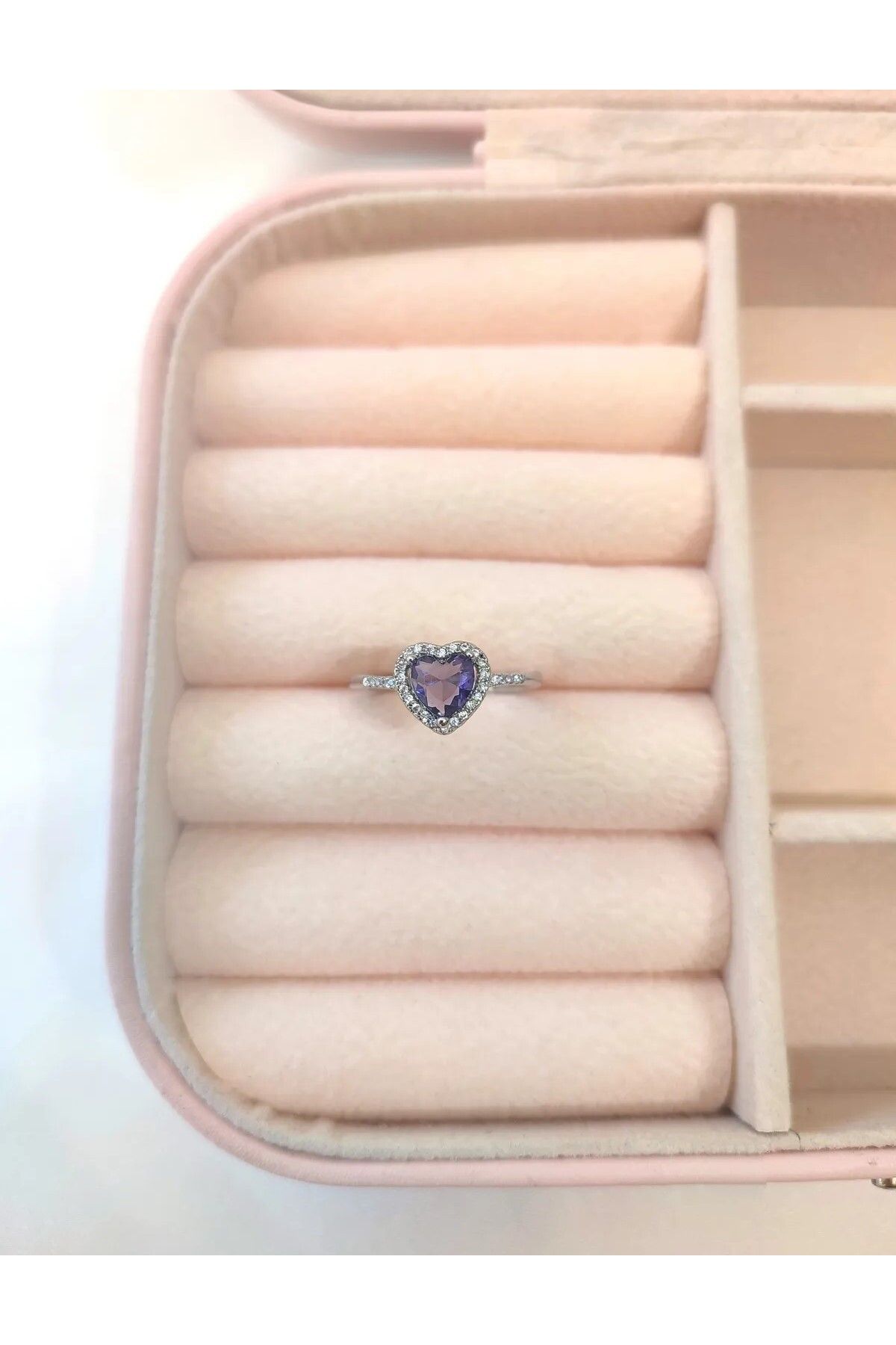 HEYjewelry Kadın Silver Zirkon Taşlı Ayarlanabilir Kalpli Model Yüzük