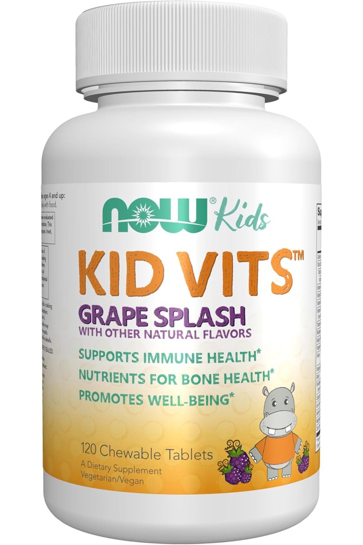 Now Foods, Kid Vits Vitamin™, Grape Splash, 120 Çiğnenebilir Tablet (+4 Yaş Çocuk vitamini)